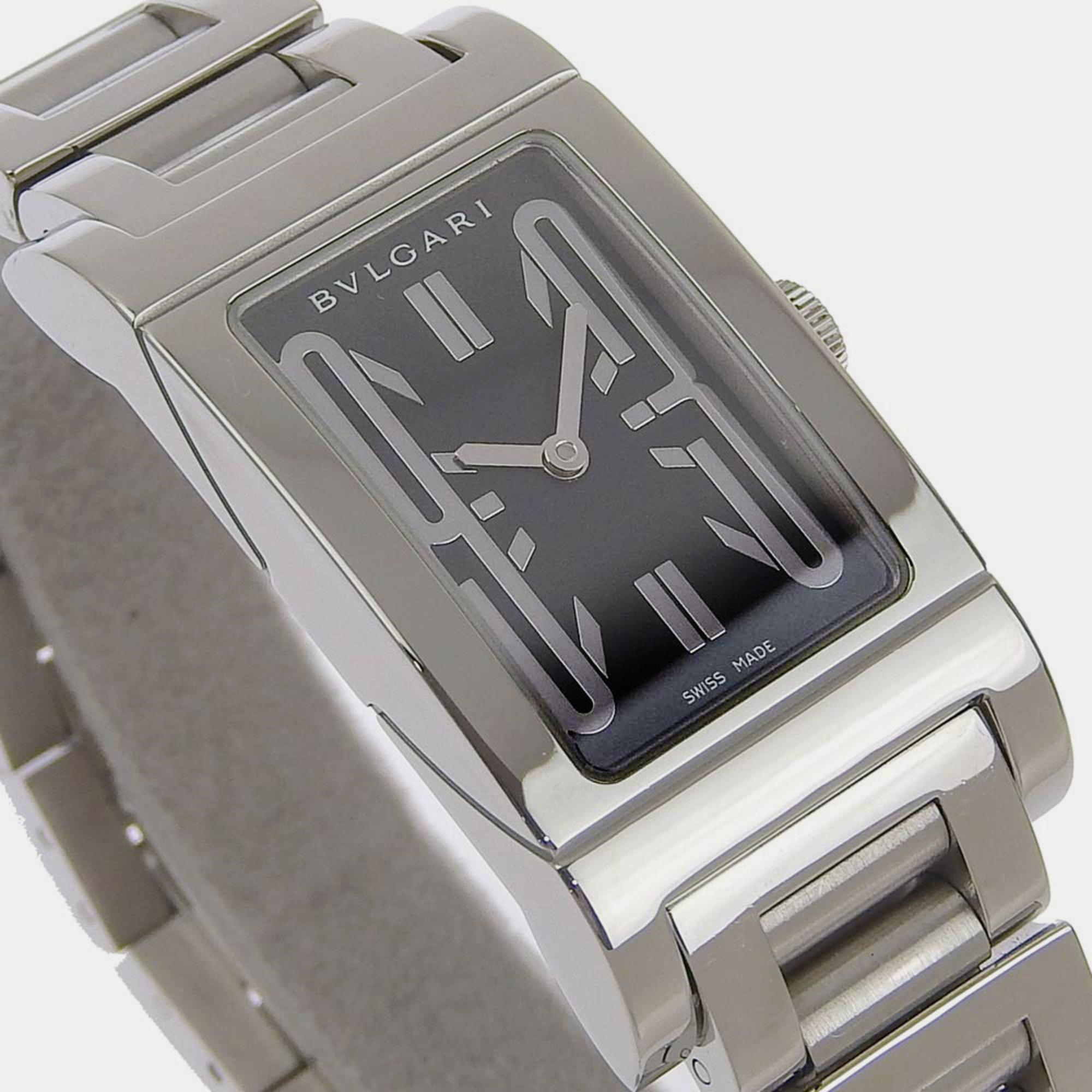 Bvlgari Black Stainless Steel Rettangolo RT39S Quartz Women's Wristwatch 21 Mm
