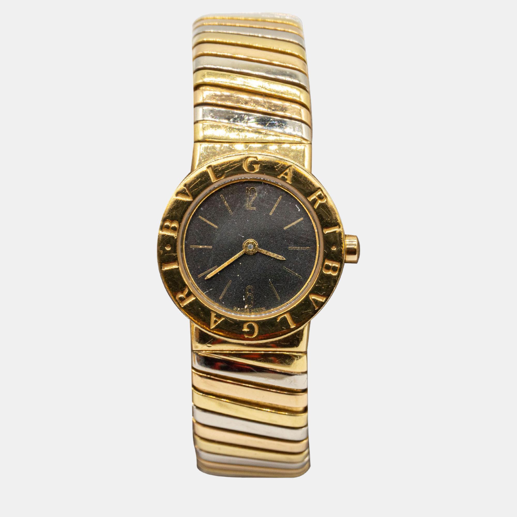 Bvlgari vintage expandable tri-colour tubogas bb23 2t watch in 18k yg/rg/wg (medium model)