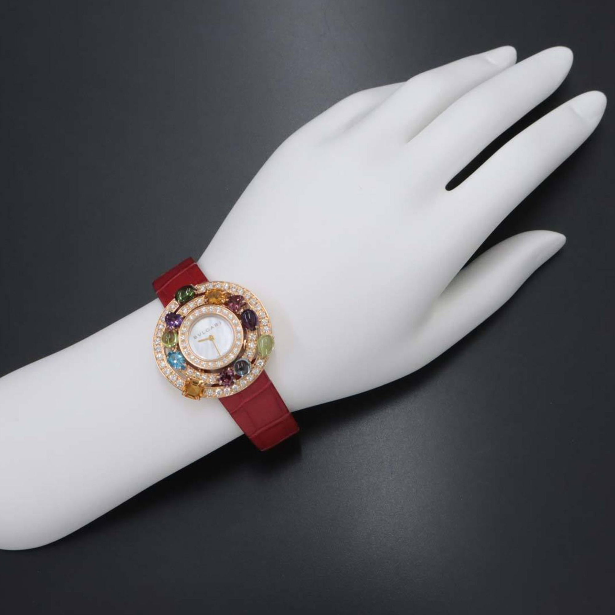 Bvlgari White 18k Rose Gold Astrale AEP36G Quartz Women's Wristwatch 36 Mm