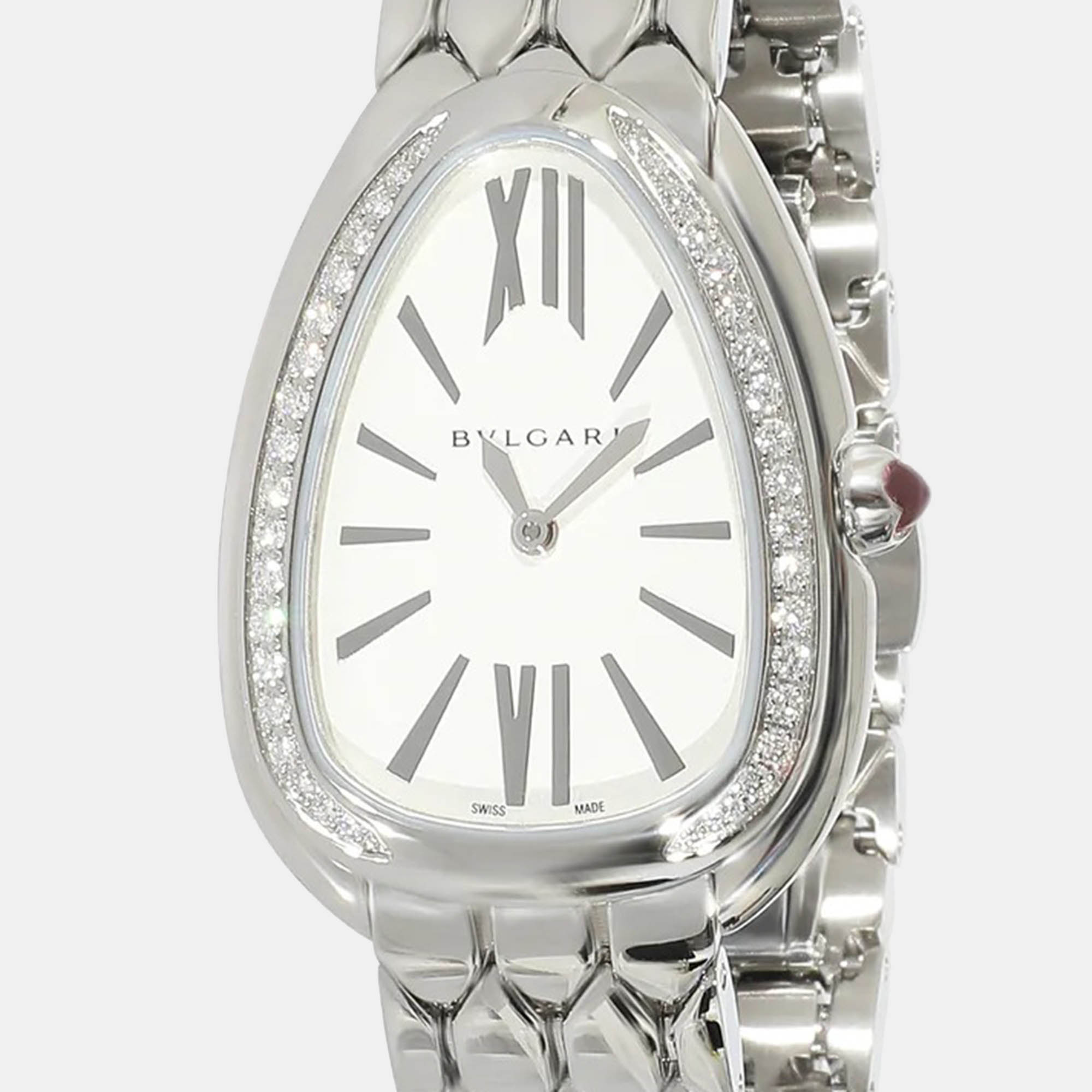 

Bvlgari White Stainless Steel Serpenti Seduttori 103361 Quartz Women's Wristwatch 22 mm