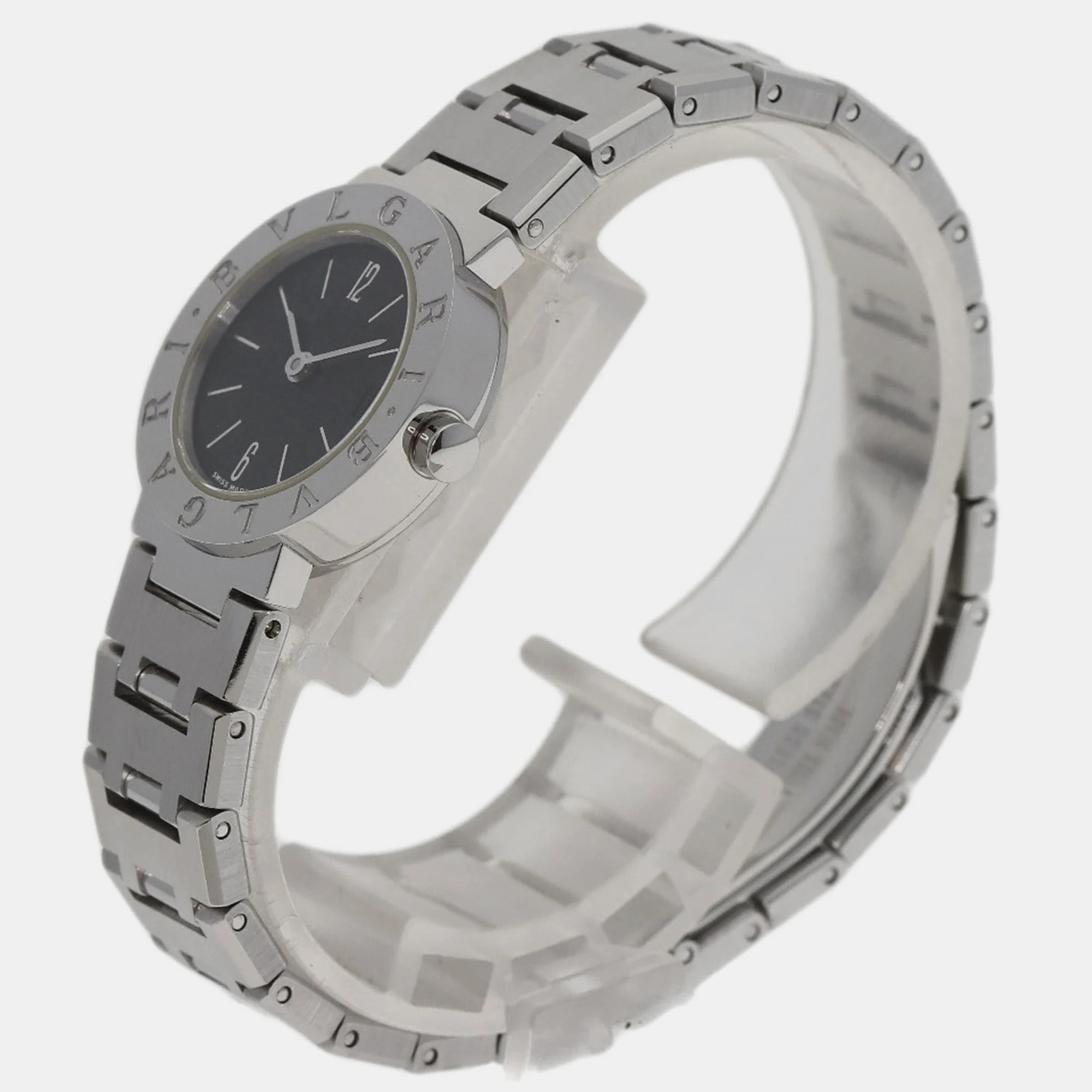 Bvlgari Black Stainless Steel BB23SSD Quartz Women's Wristwatch 23 Mm