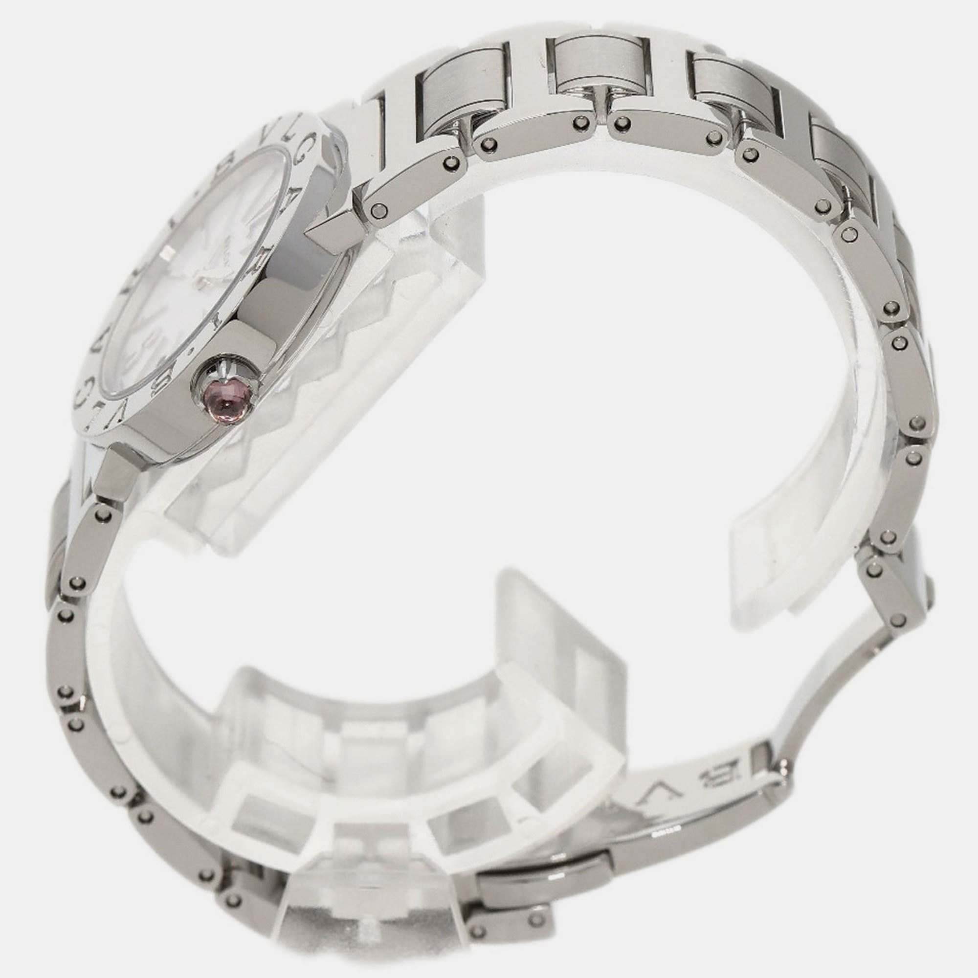 Bvlgari White Shell Stainless Steel Bvlgari Bvlgari BBL26S Quartz Women's Wristwatch 26 Mm