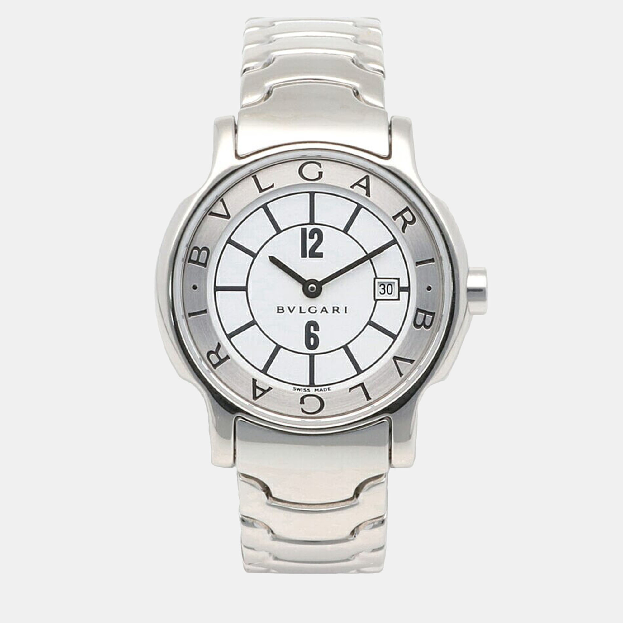 Bvlgari Silver Stainless Steel Solotempo ST 29 S Quartz Women's Wristwatch 29 Mm
