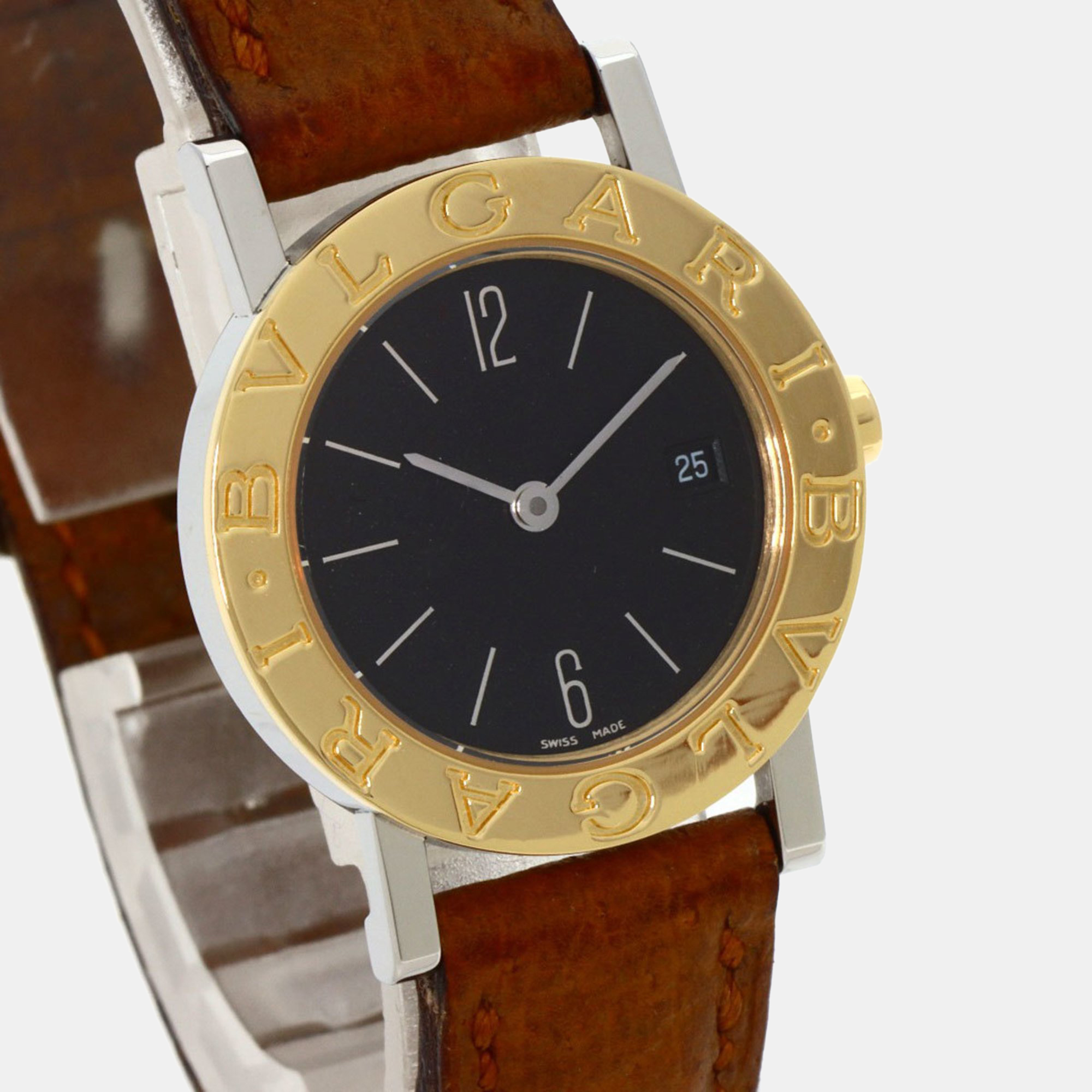 Bvlgari Black Stainless Steel BB26SGL Quartz Women's Wristwatch 26 Mm