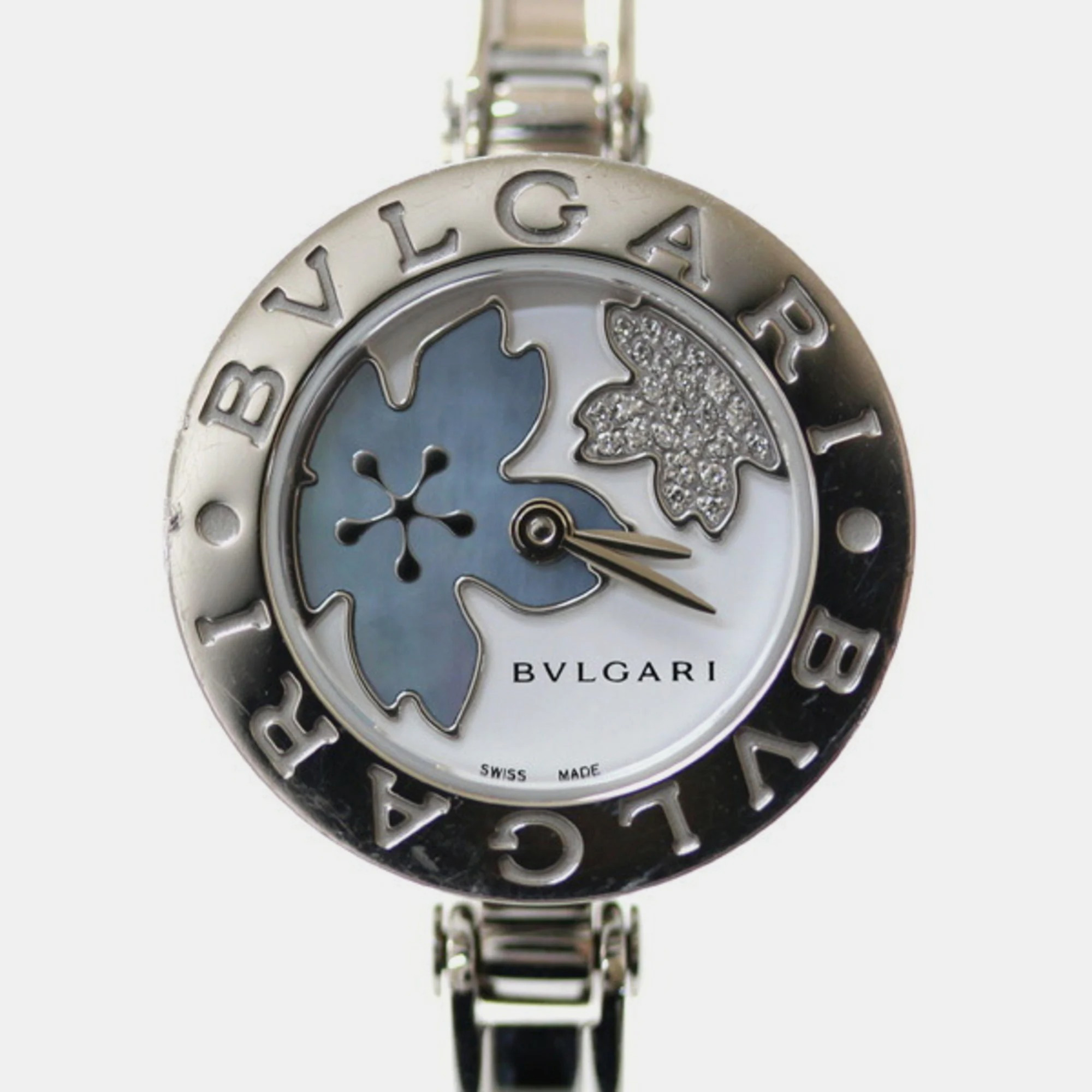 Bvlgari White Stainless Steel B.Zero1 BZ22S Quartz Women's Wristwatch 22 Mm