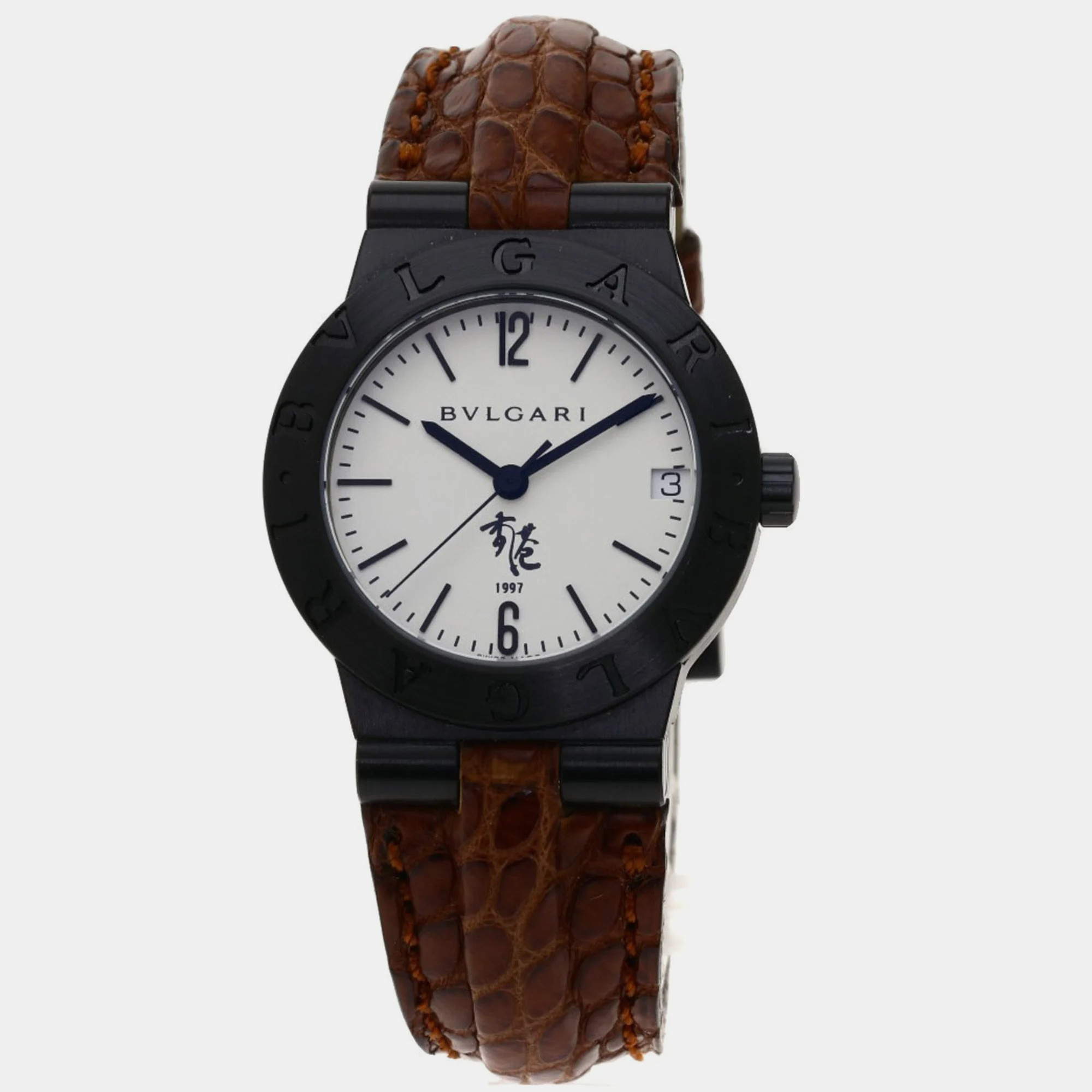 Bvlgari White Carbon Diagono LC29S Automatic Women's Wristwatch 29 Mm