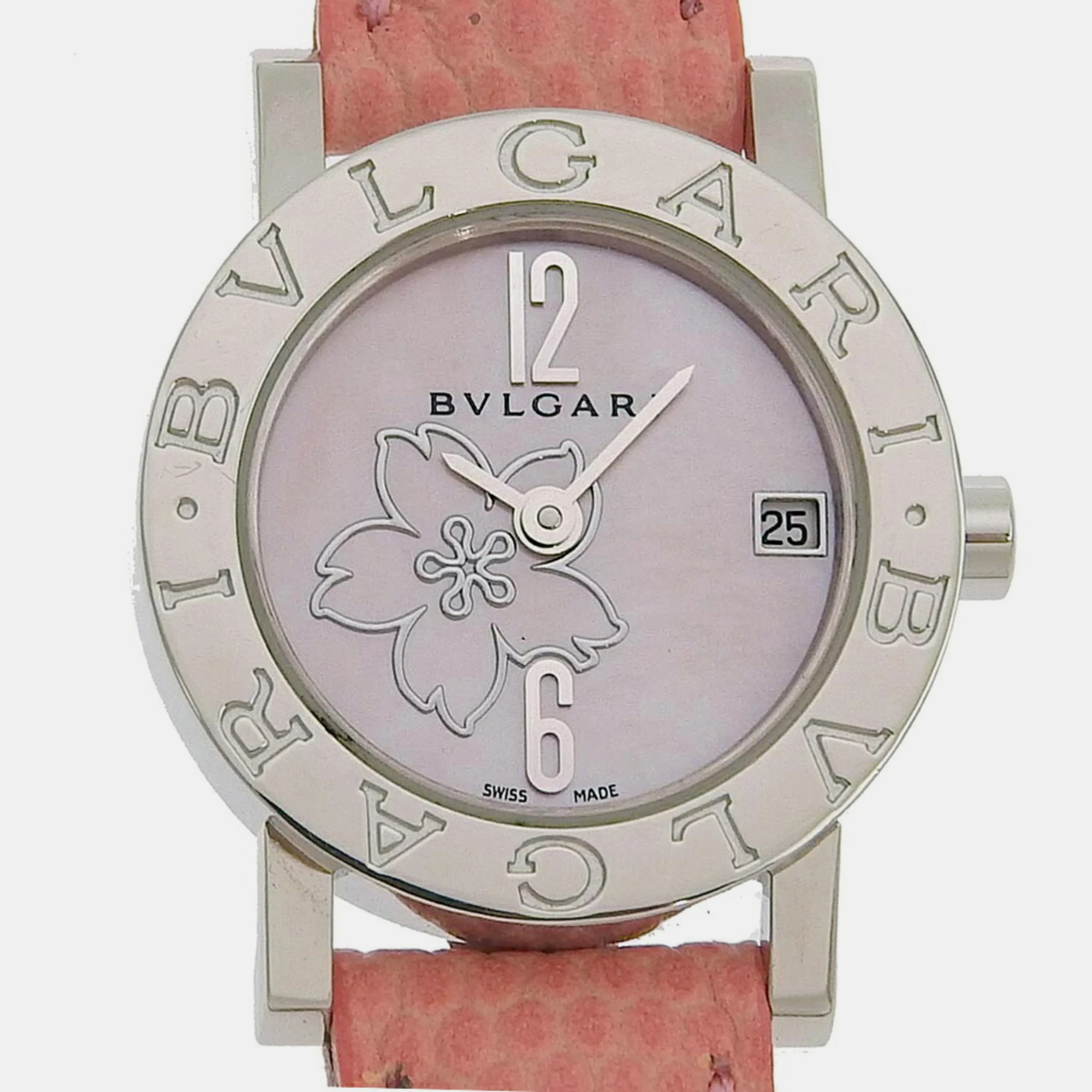 Bvlgari Pink Shell Stainless Steel  BB23SL Quartz Women's Wristwatch 23 Mm