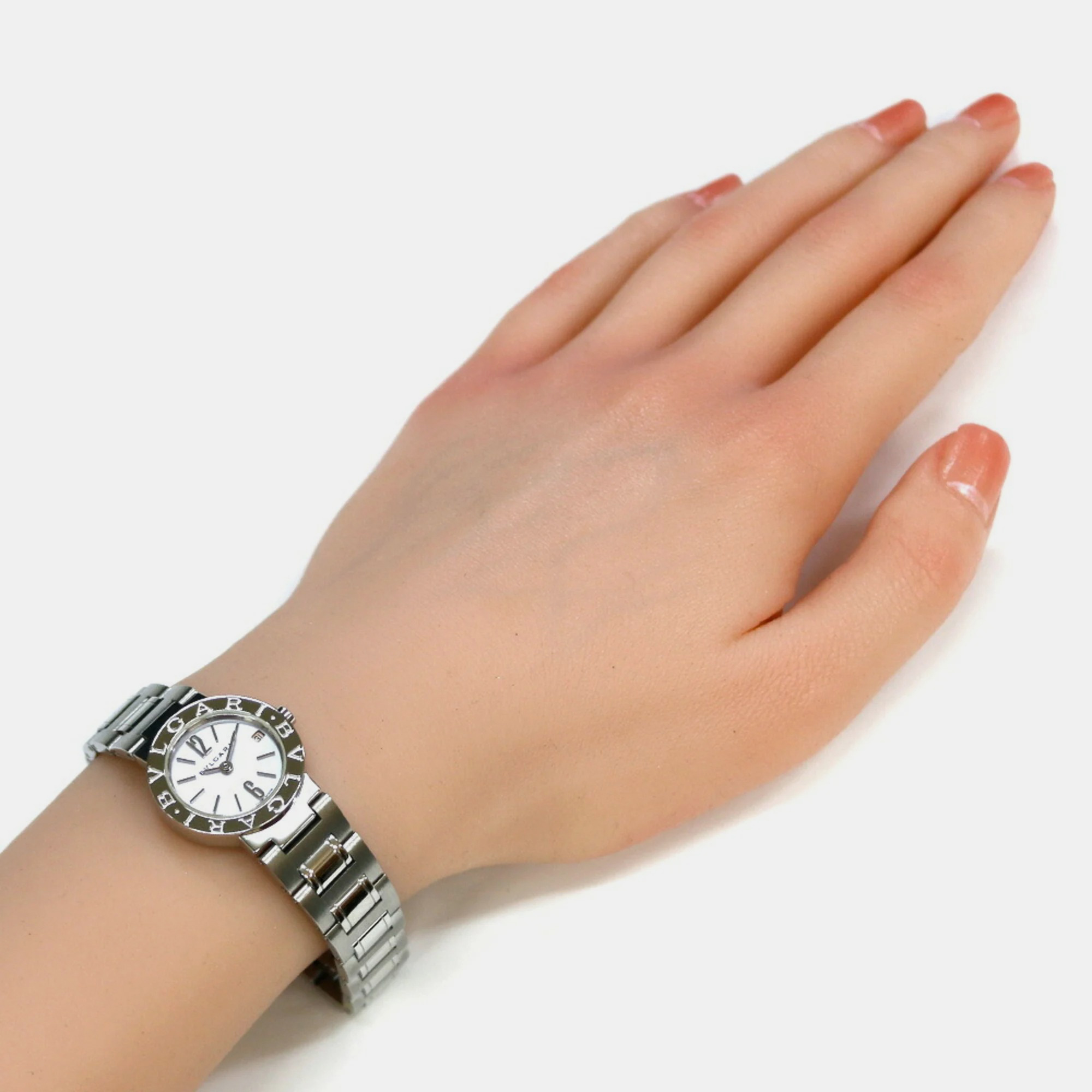 Bvlgari Pink Shell Stainless Steel BB23SS Quartz Women's Wristwatch 23 Mm