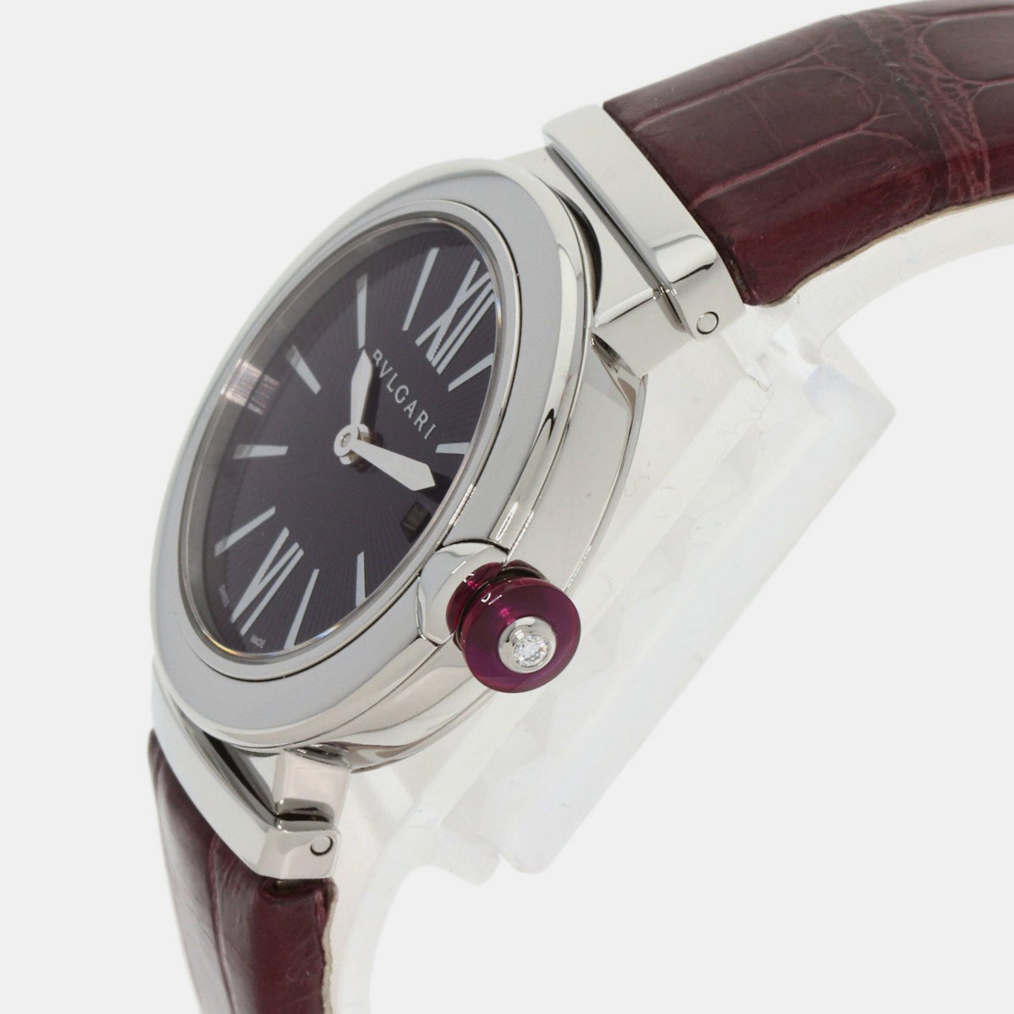 Bvlgari Purple Stainless Steel Lvcea LU28C7SLD Women's Wristwatch 28 Mm