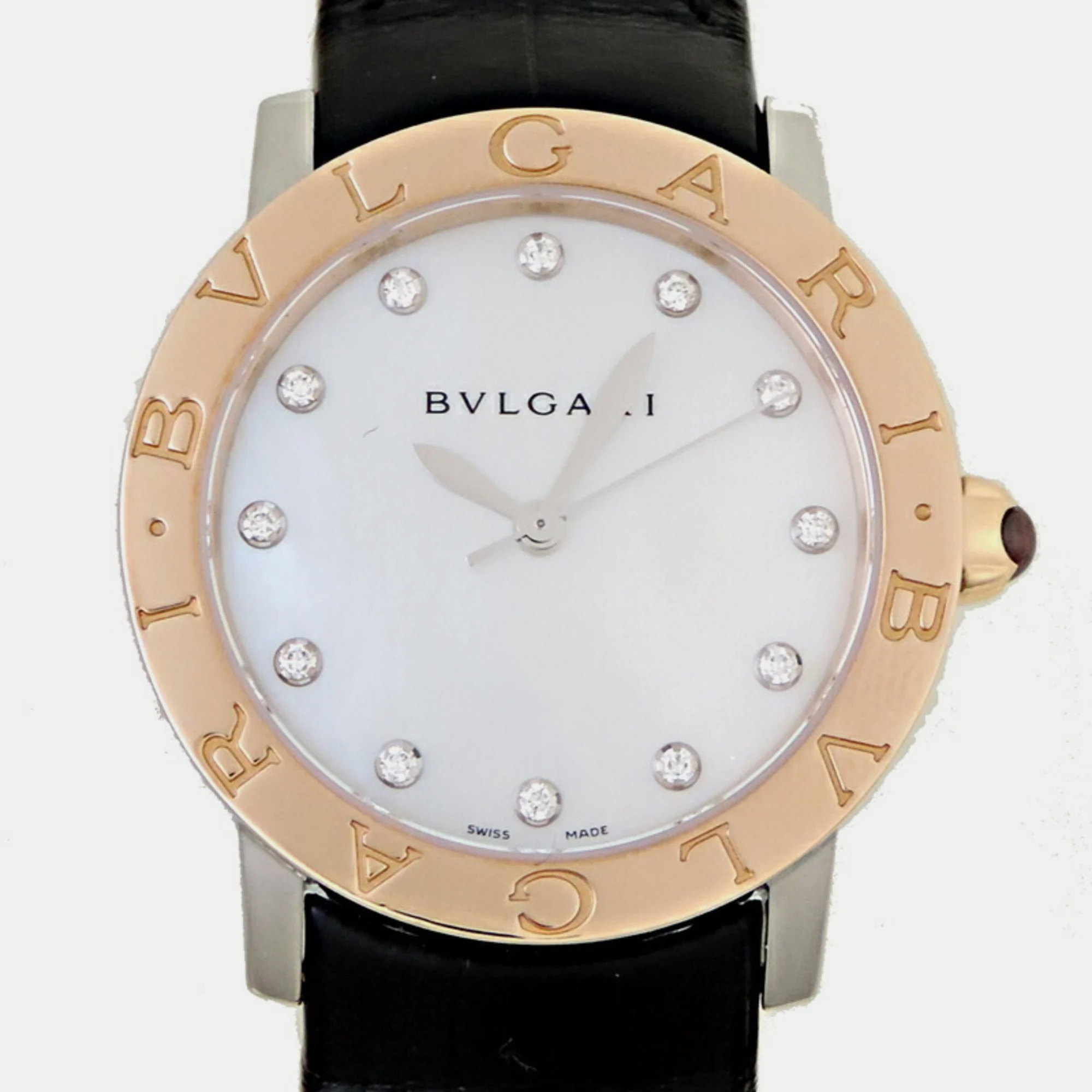 Bvlgari White Stainless Steel Bvlgari Bvlgari BBLP33SG Automatic Women's Wristwatch 33 Mm