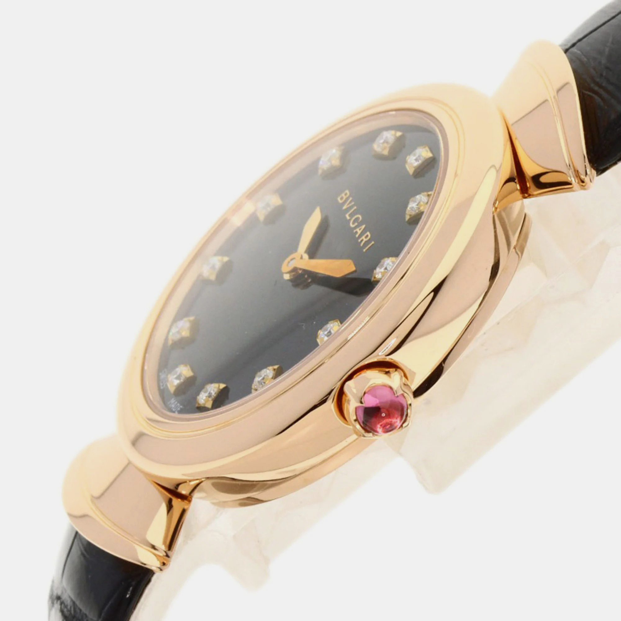 Bvlgari Black 18k Rose Gold Diva Dream DVP30G Quartz Women's Wristwatch 30 Mm