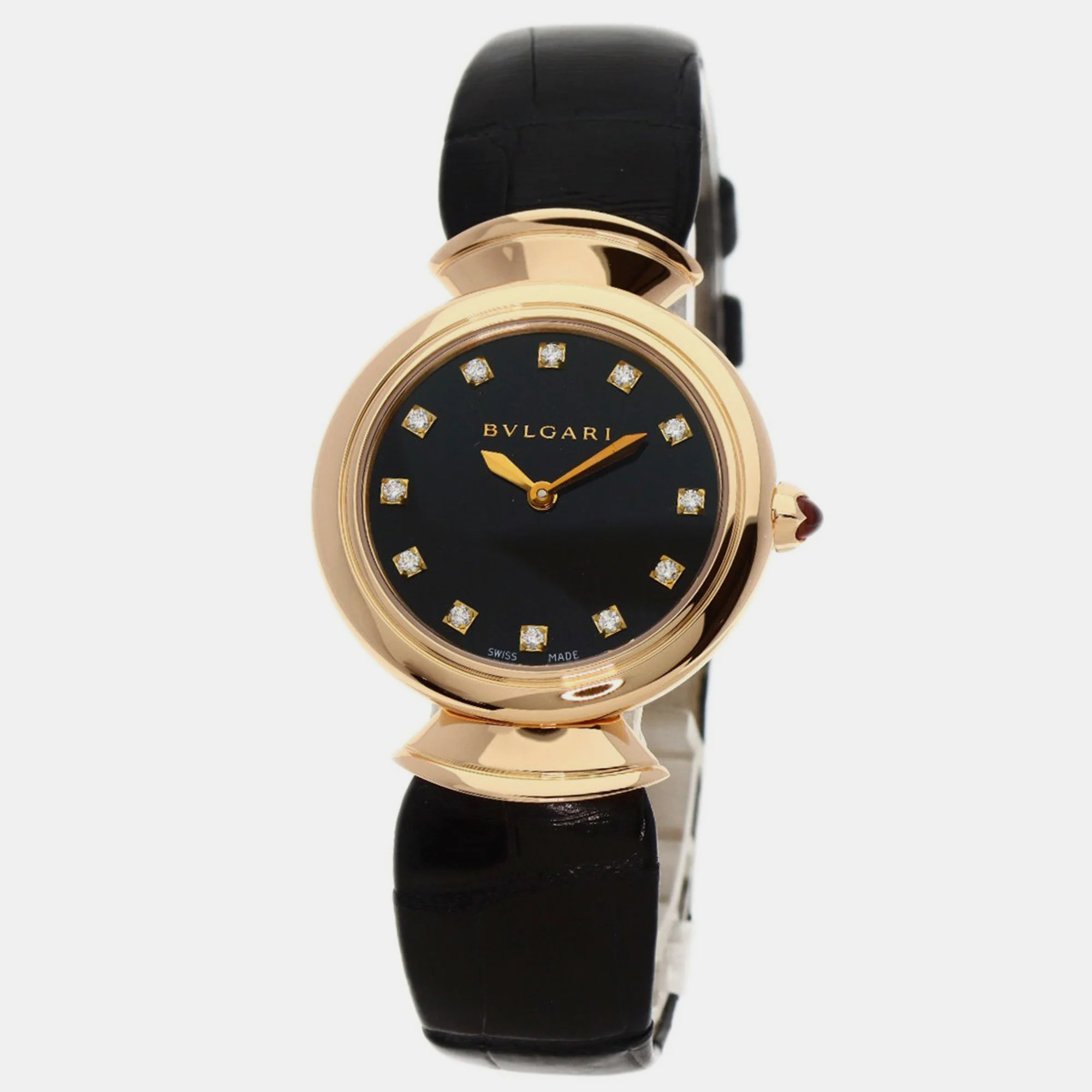 Bvlgari Black 18k Rose Gold Diva Dream DVP30G Quartz Women's Wristwatch 30 Mm