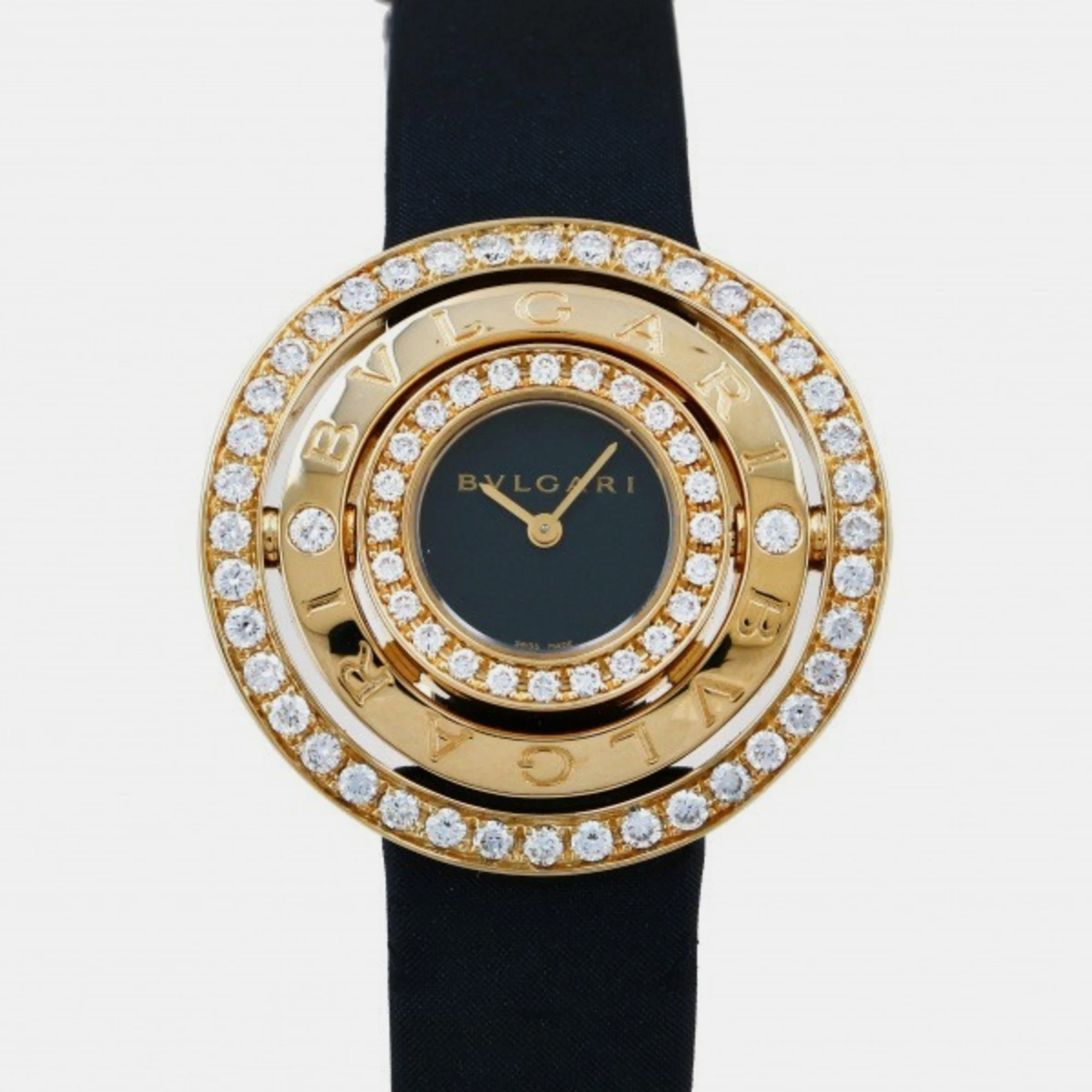 Bvlgari Black Diamond 18k Yellow Gold Astrale AE36D1BL Quartz Women's Wristwatch 36 Mm