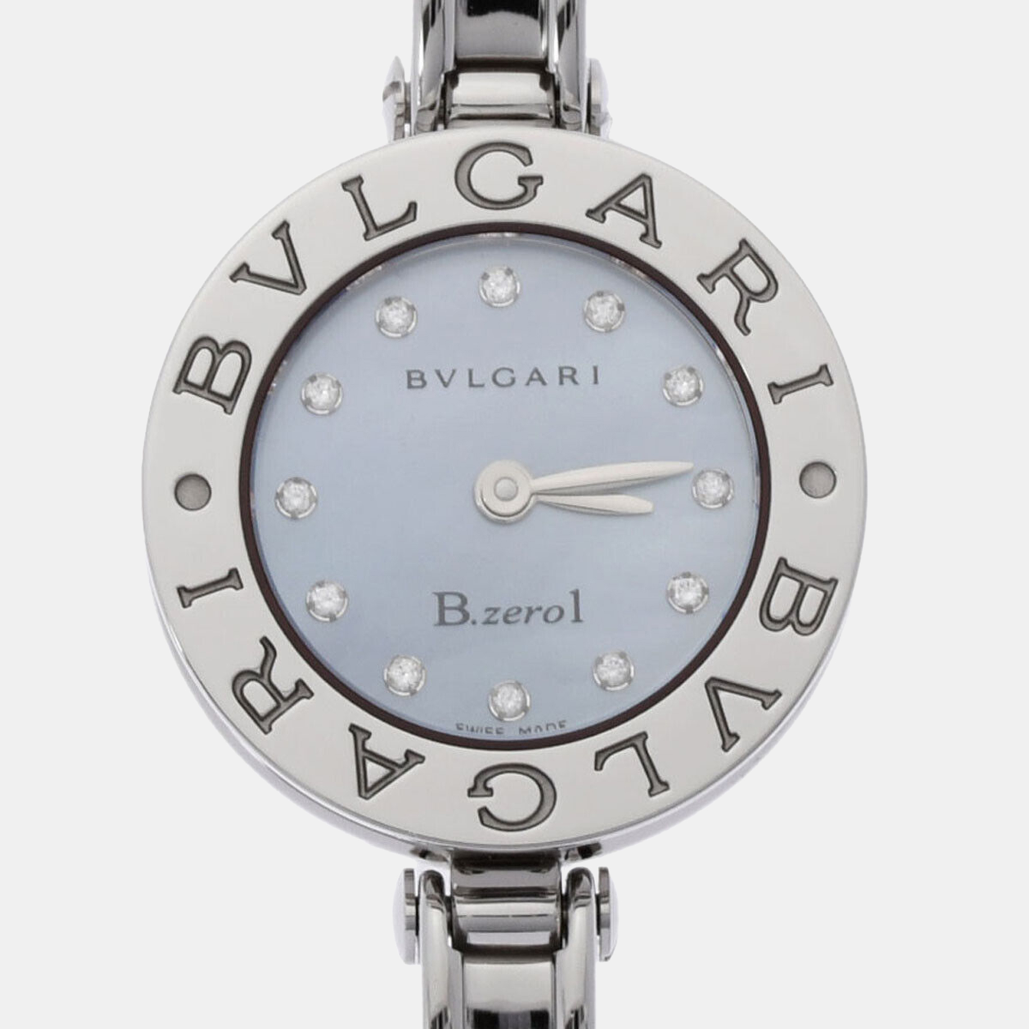 Bvlgari Blue Shell Stainless Steel B.Zero1 BZ22S Quartz Women's Wristwatch 22 Mm