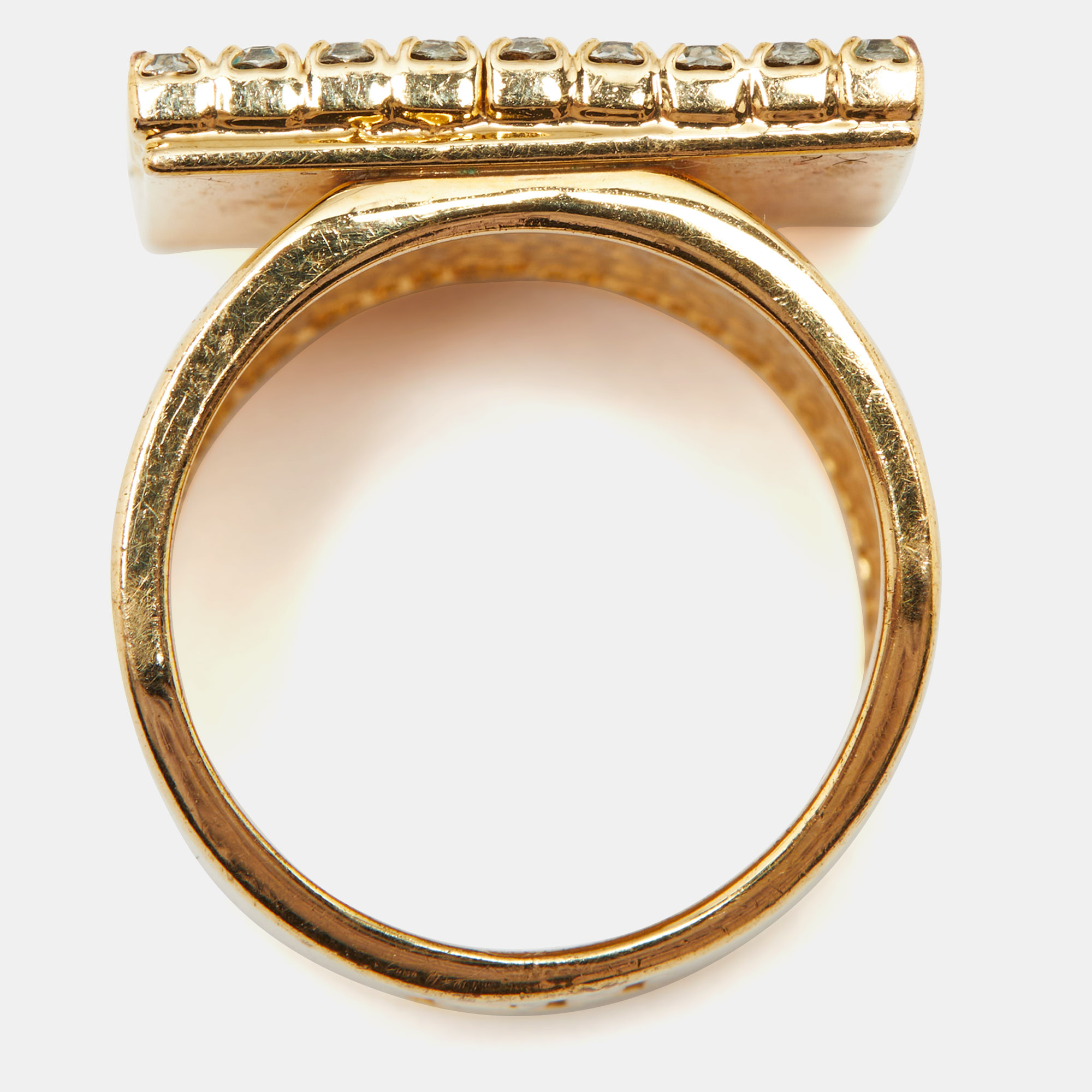 Carolina Herrera Crystal Gold  Tone Ring Size 53