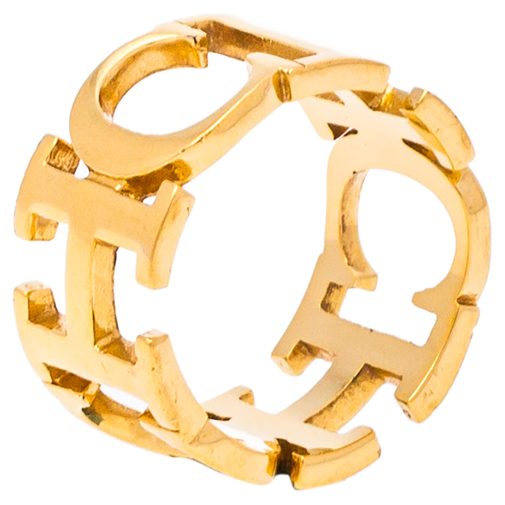 Carolina Herrera Between The Line Gold Tone Band Ring Size 58