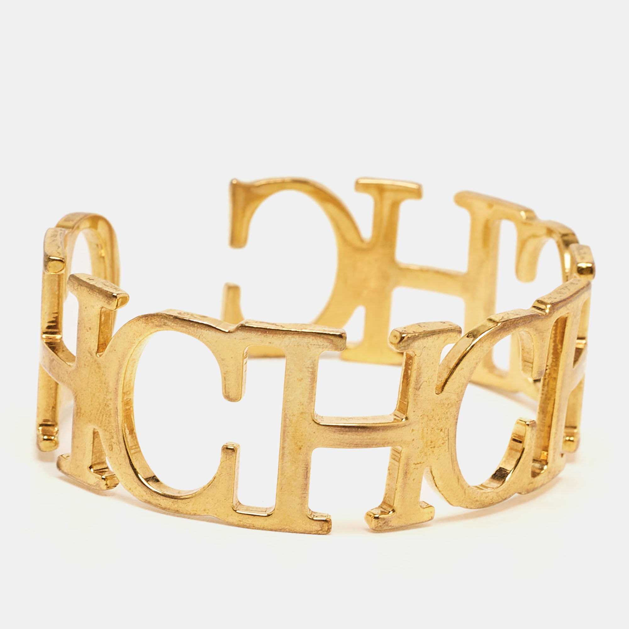 Carolina Herrera CH Between The Line Gold Tone Cuff Bracelet
