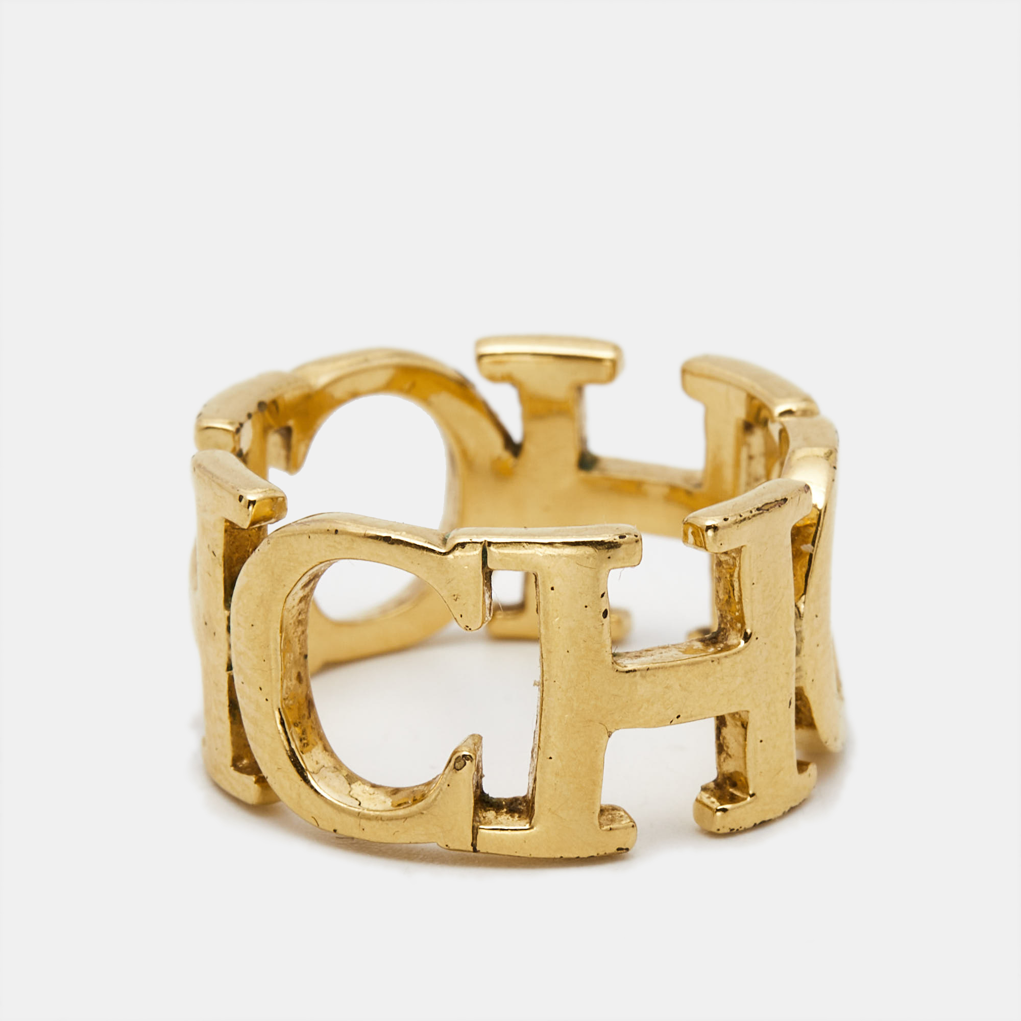 Carolina Hererra CH Gold Tone Ring Size 56