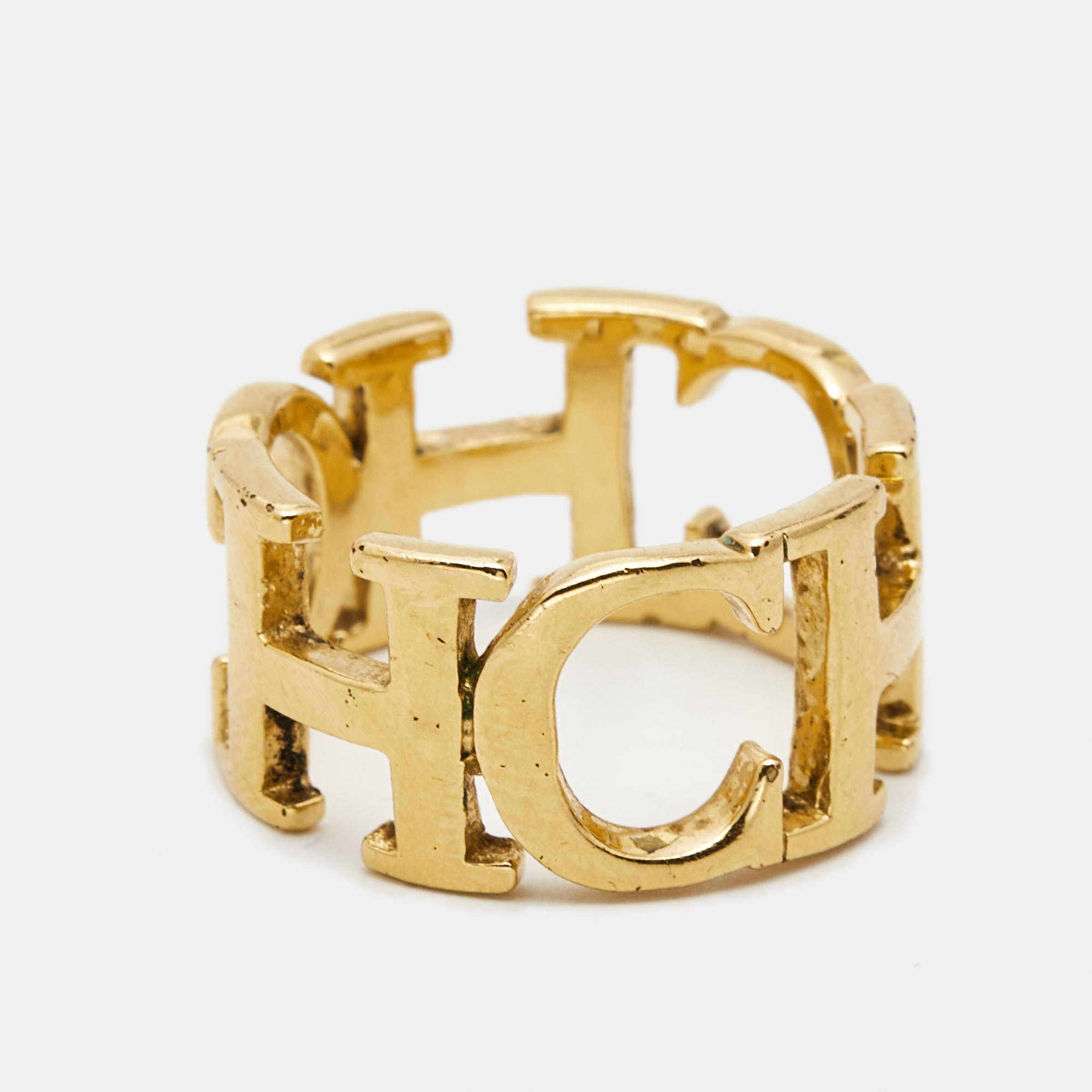 Carolina Hererra CH Gold Tone Ring Size 56