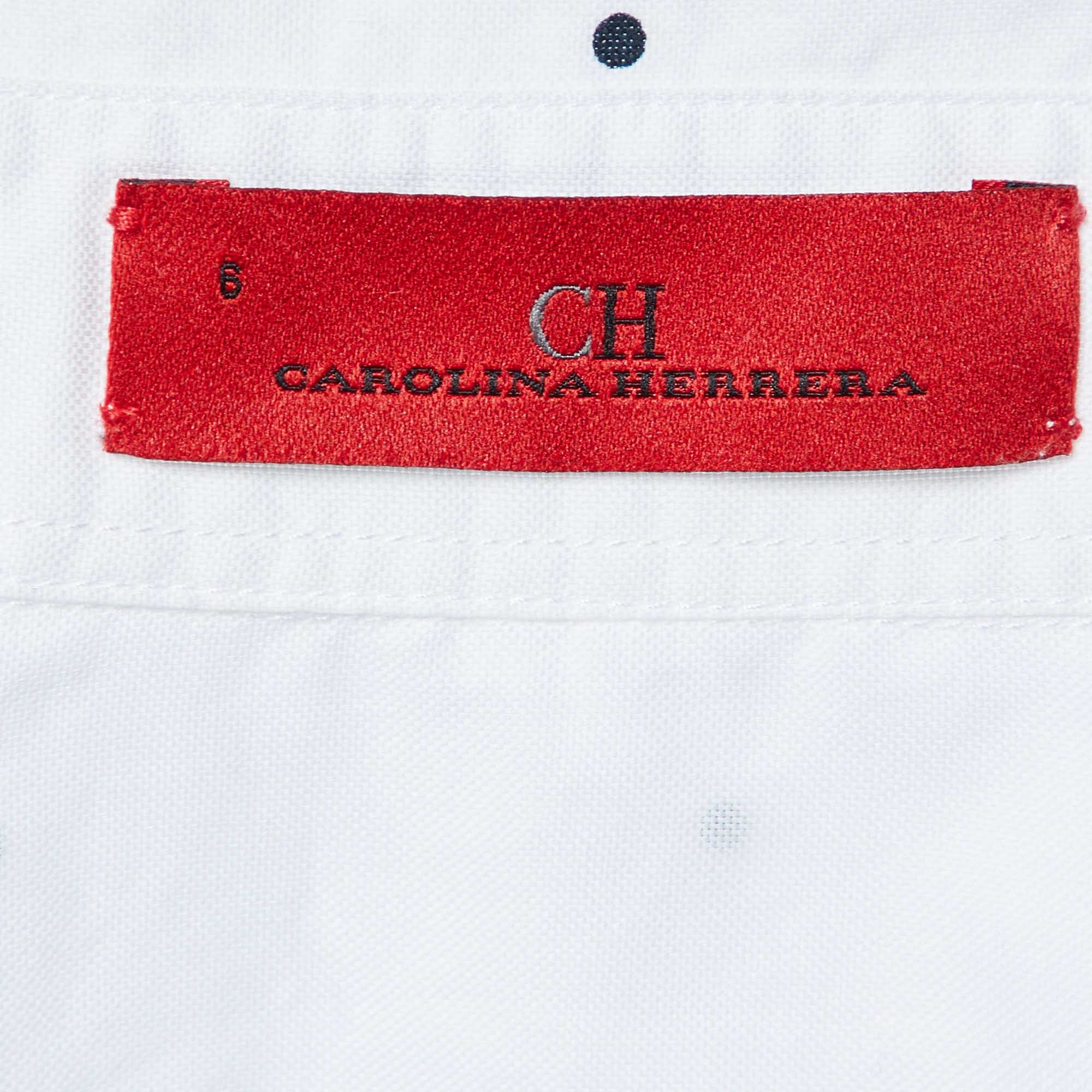 Carolina Herrera White Dot Print Buttoned Down Shirt M