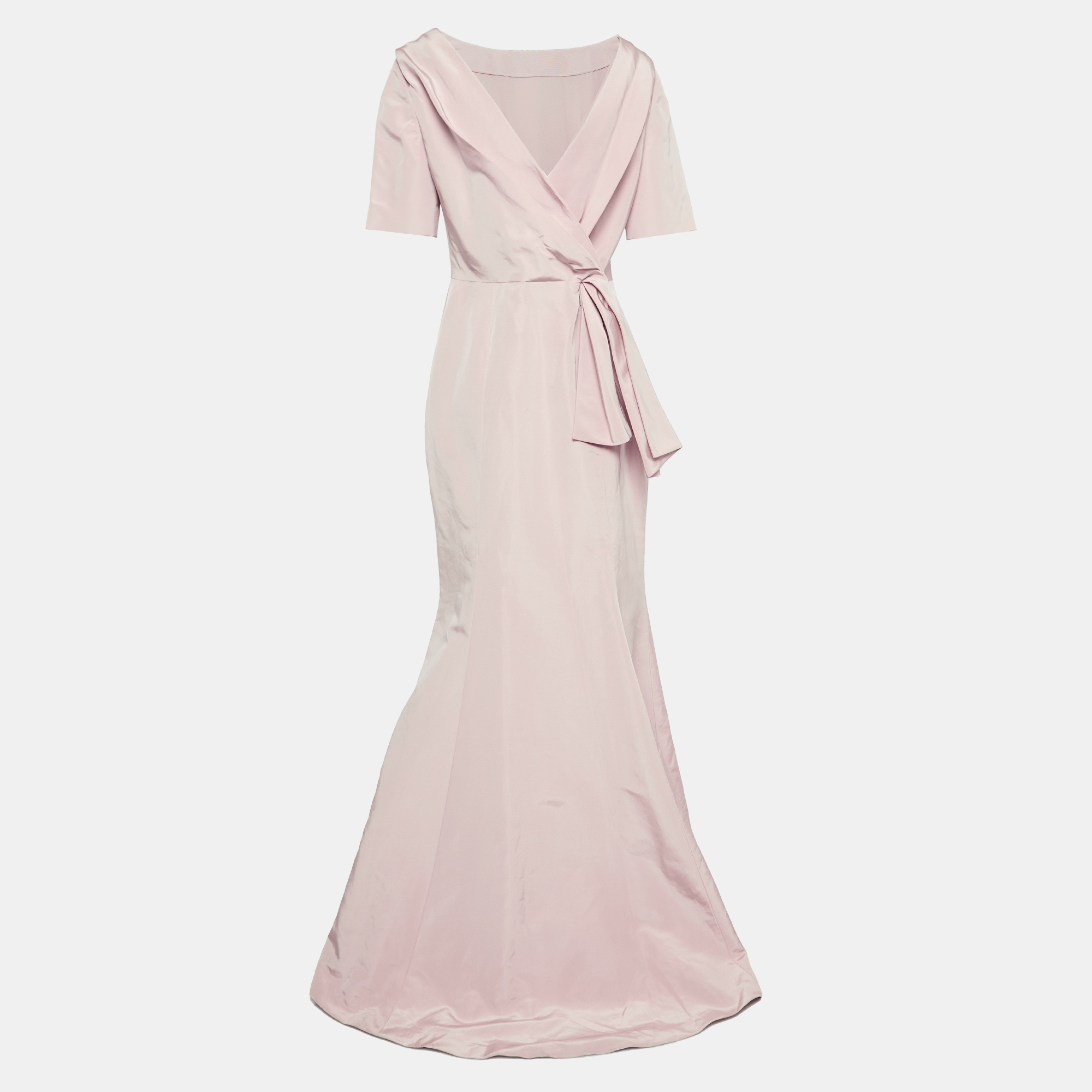 Carolina herrera pink silk draped back mermaid gown l