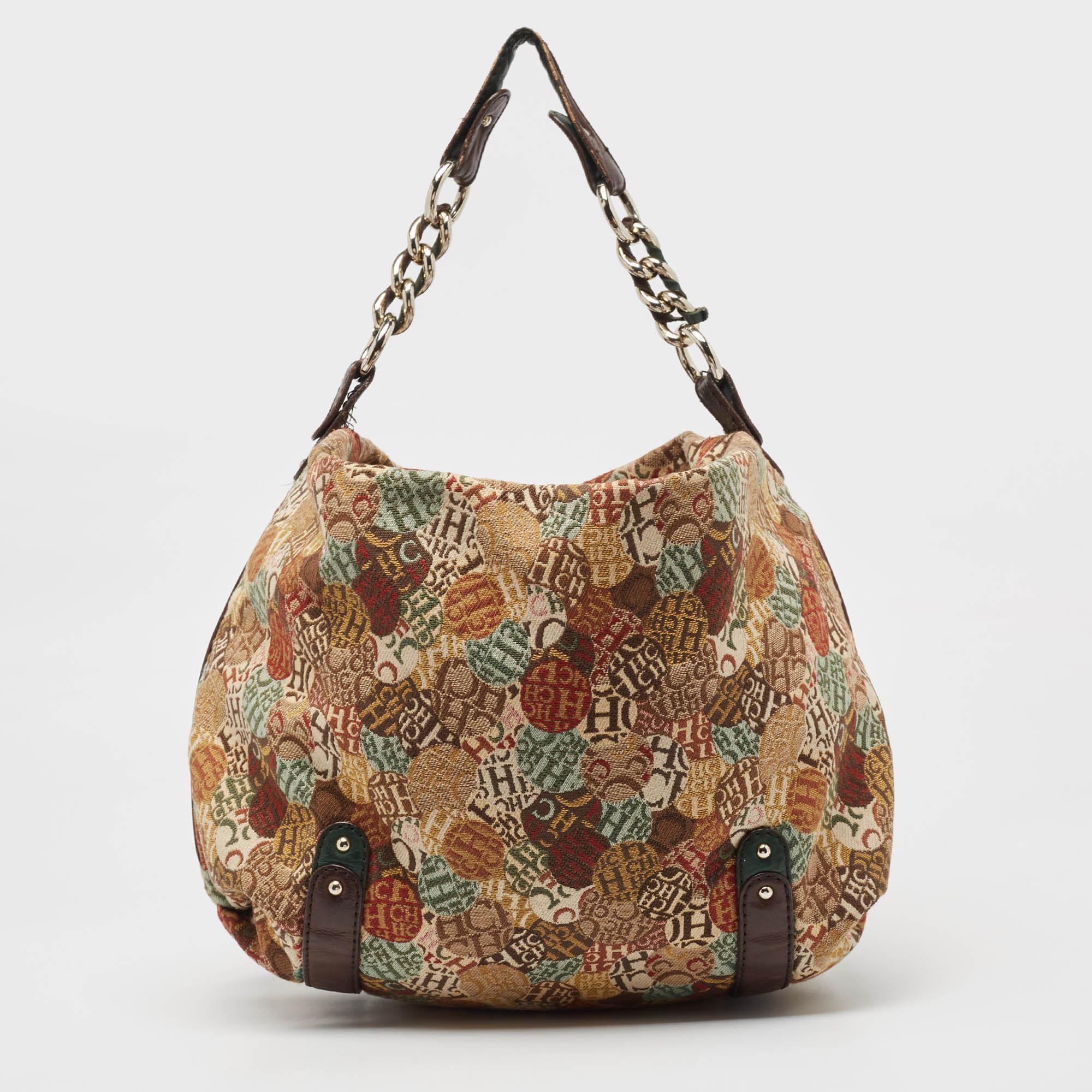 Carolina Herrera Multicolor Printed Canvas And Leather Chain Hobo