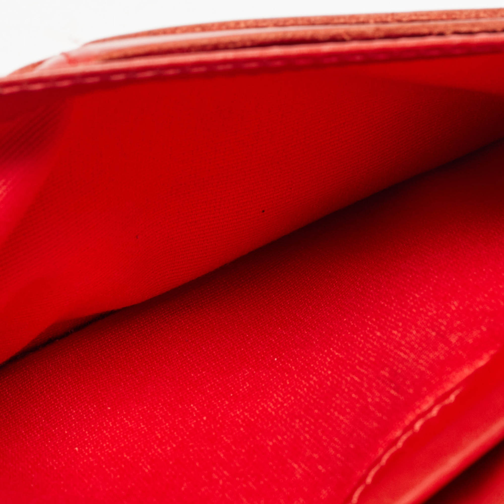 Carolina Herrera Red Monogram Embossed Leather Bifold Long Wallet