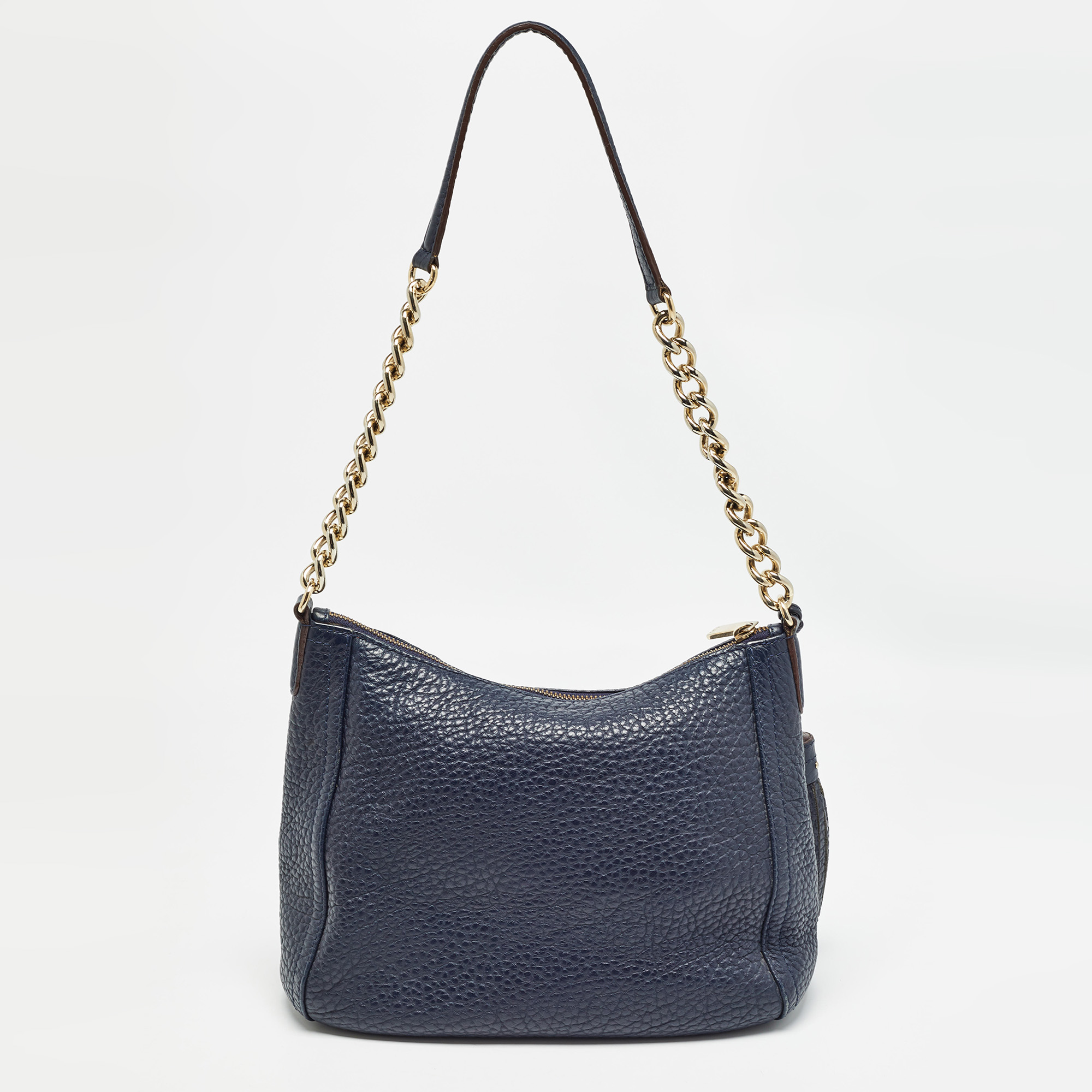 Carolina Herrera Navy Blue Leather Maria Tassel Hobo