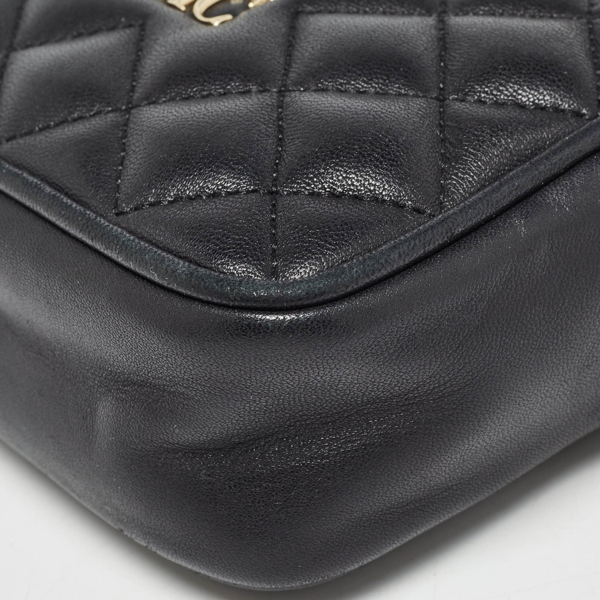 Carolina Herrera Black Quilted Leather Mini Chain Crossbody Bag