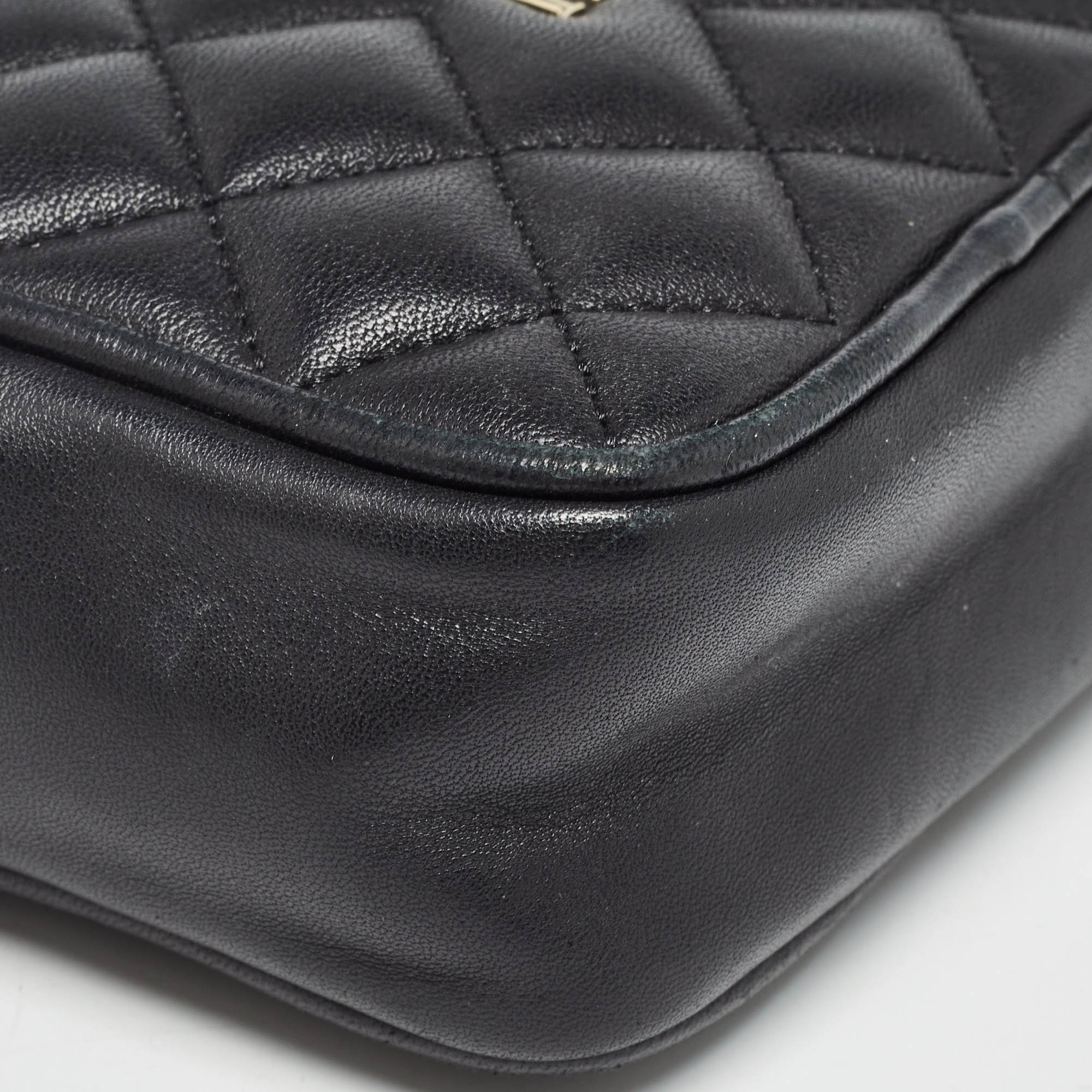 Carolina Herrera Black Quilted Leather Mini Chain Crossbody Bag