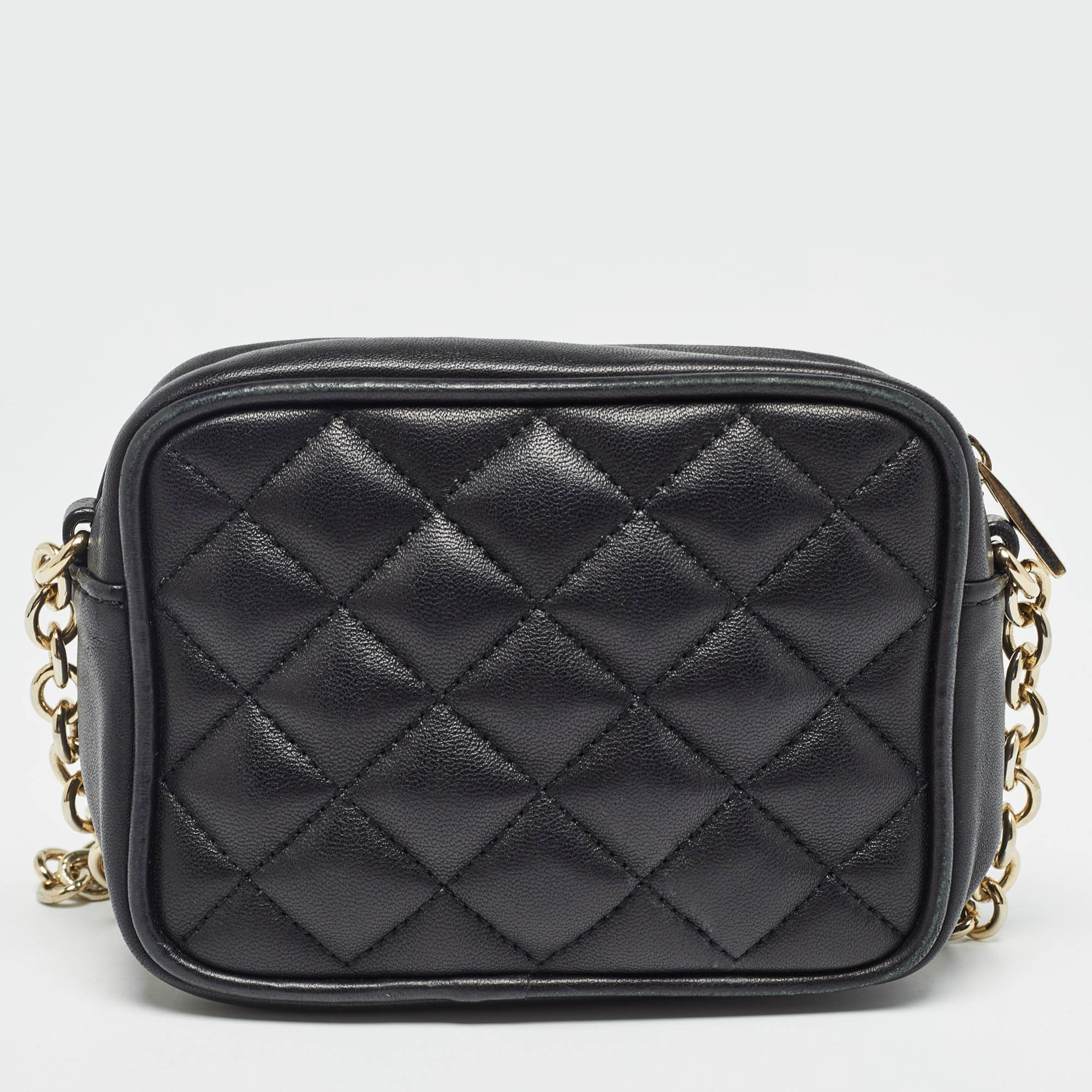 Carolina Herrera Black Quilted Leather Mini Chain Crossbody Bag