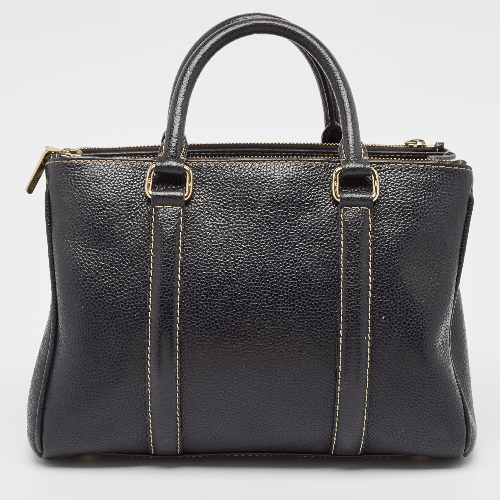 Carolina Herrera Dark Blue Leather Matteo Tote