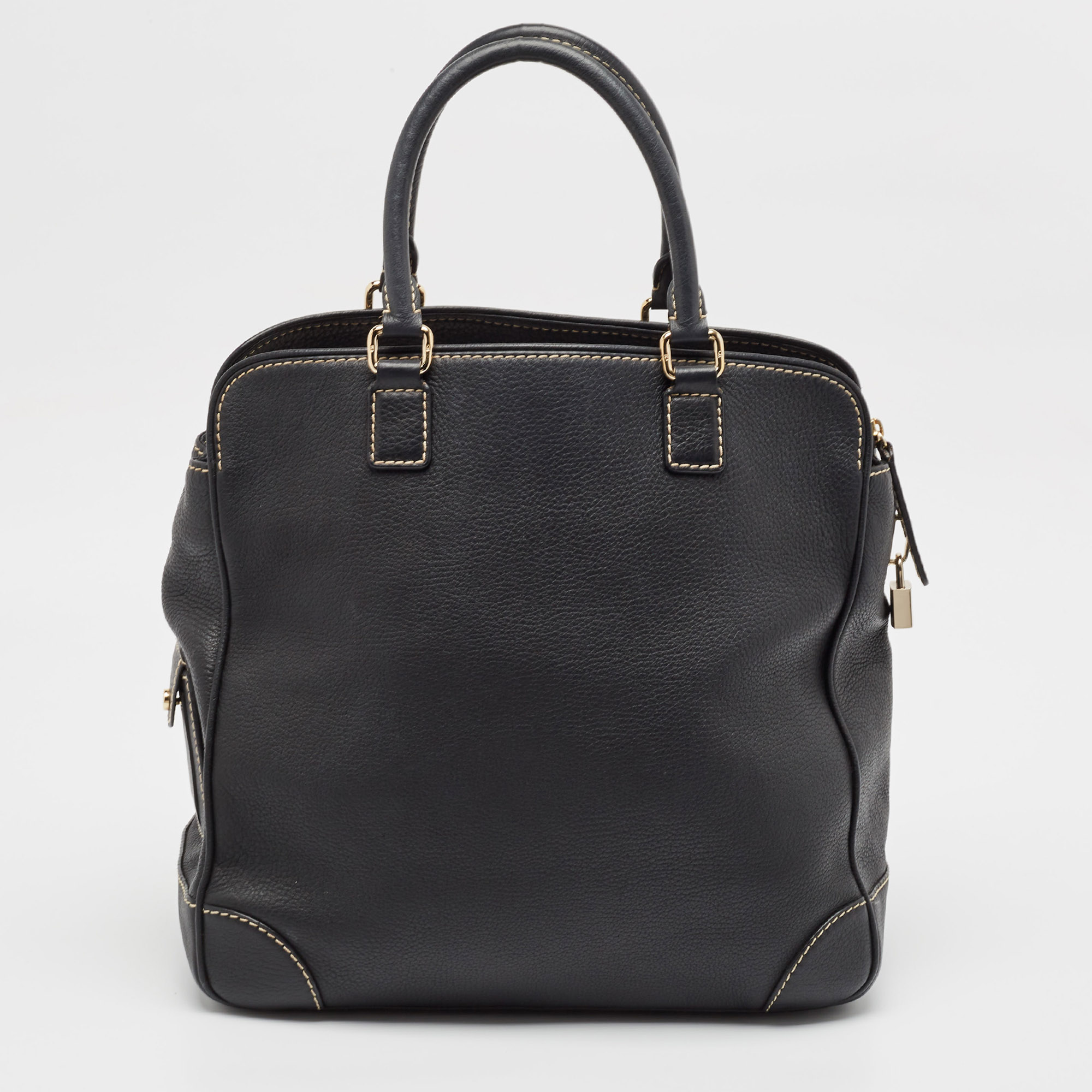 Carolina Herrera Black Leather Middle Zip Satchel