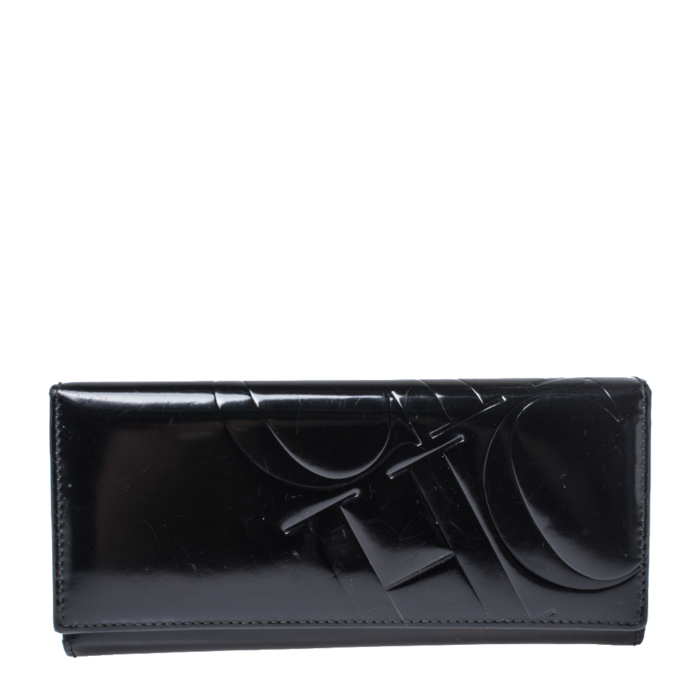 Image of Carolina Herrera Black Patent Leather Continental Wallet