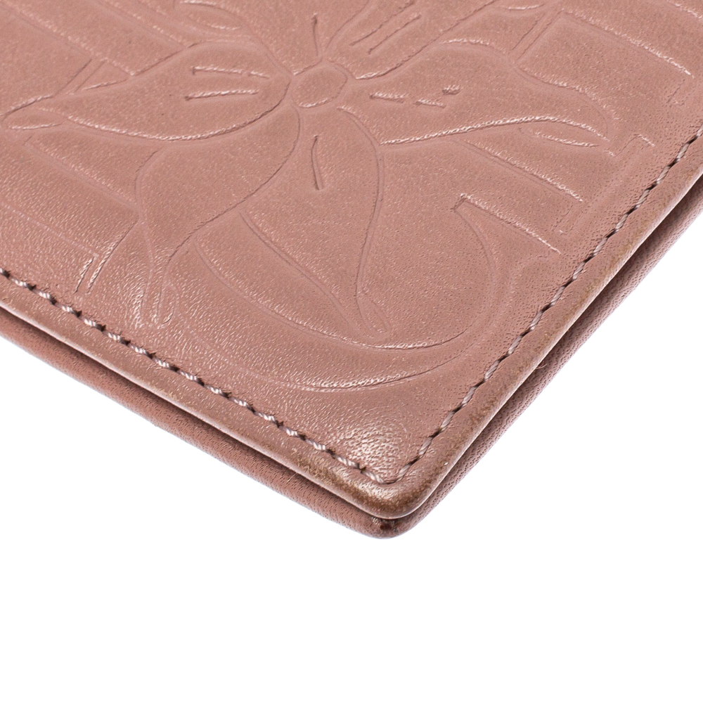 Carolina Herrera Pink Embossed Leather Continental Wallet