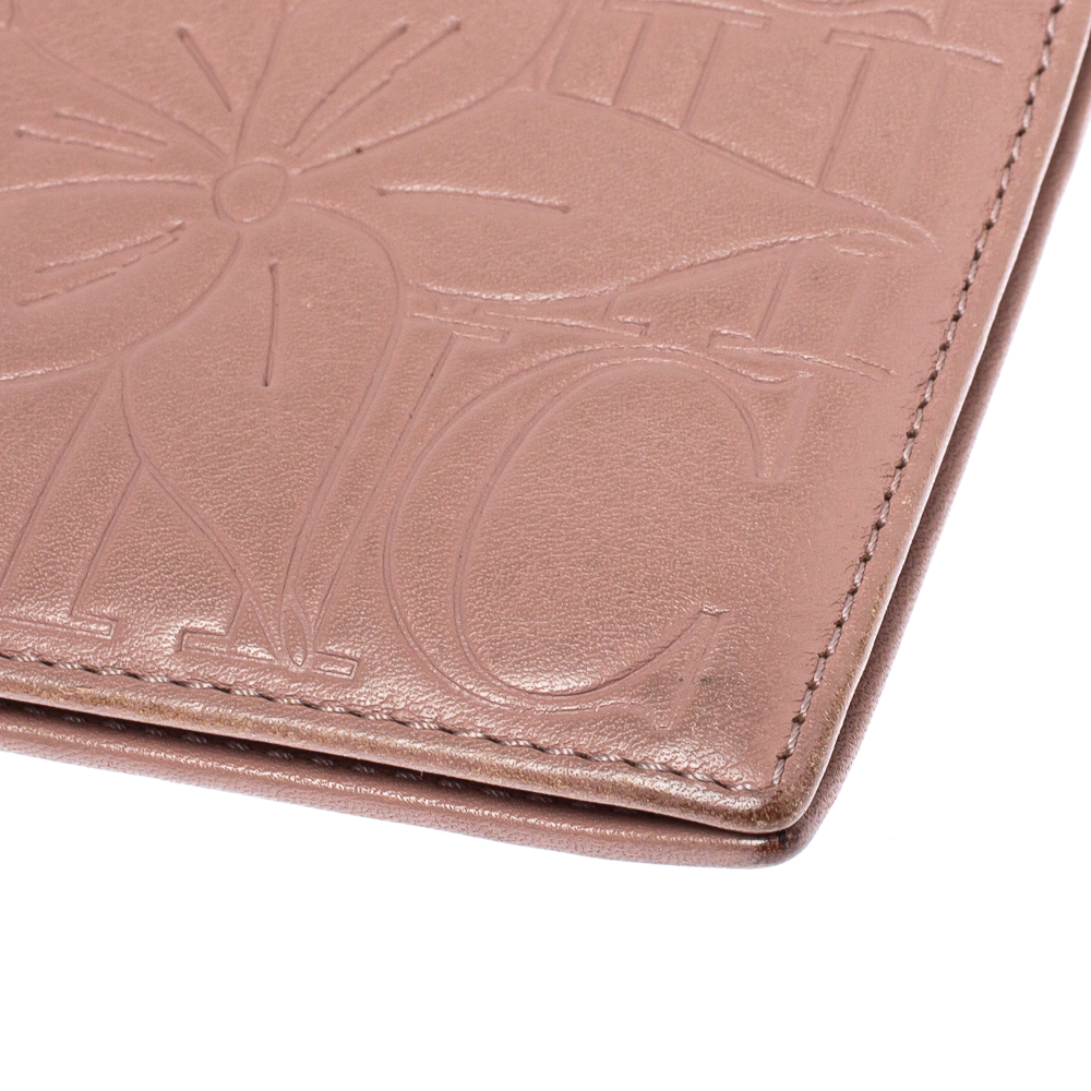 Carolina Herrera Pink Embossed Leather Continental Wallet