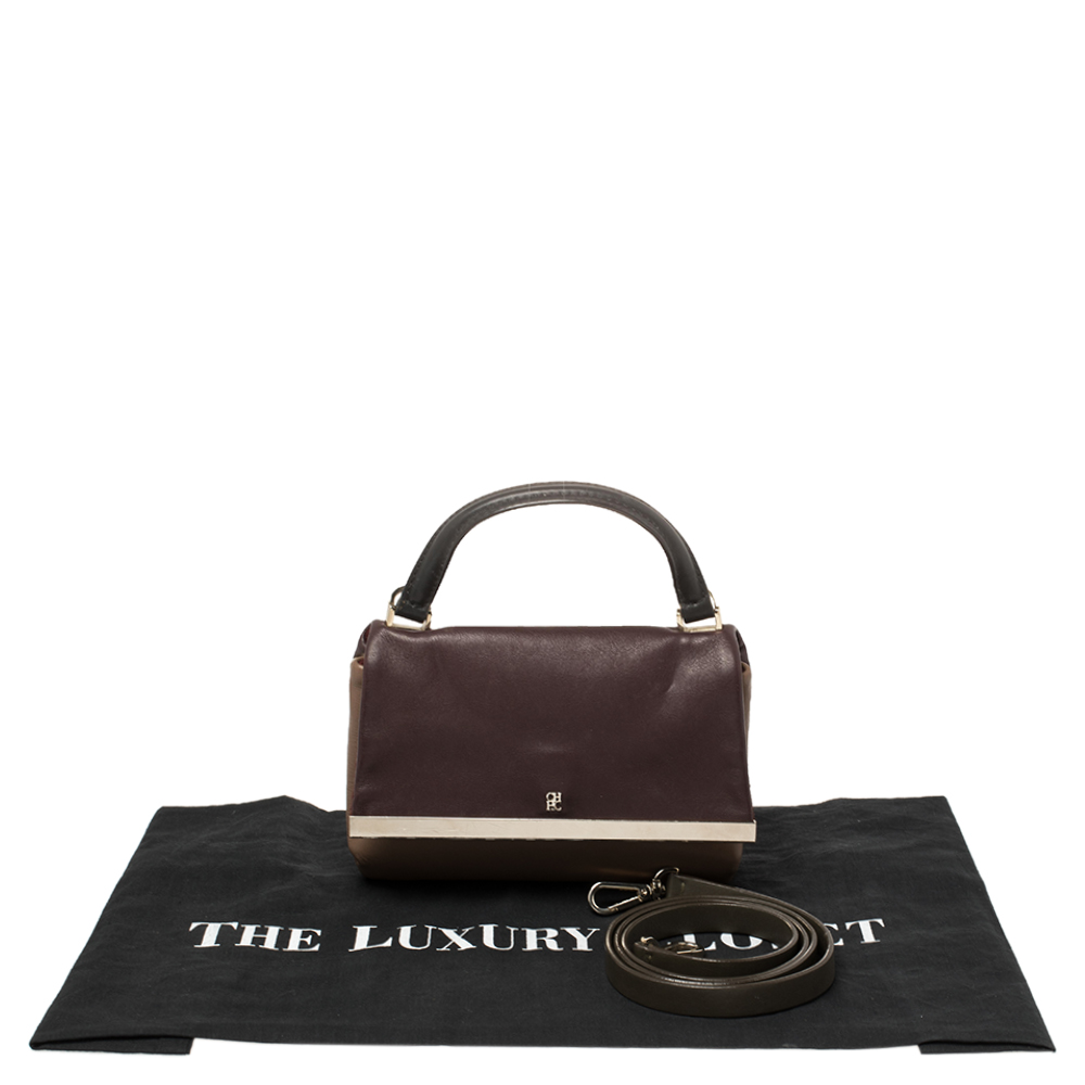 Carolina Herrera Bicolor Leather Top Handle Bag