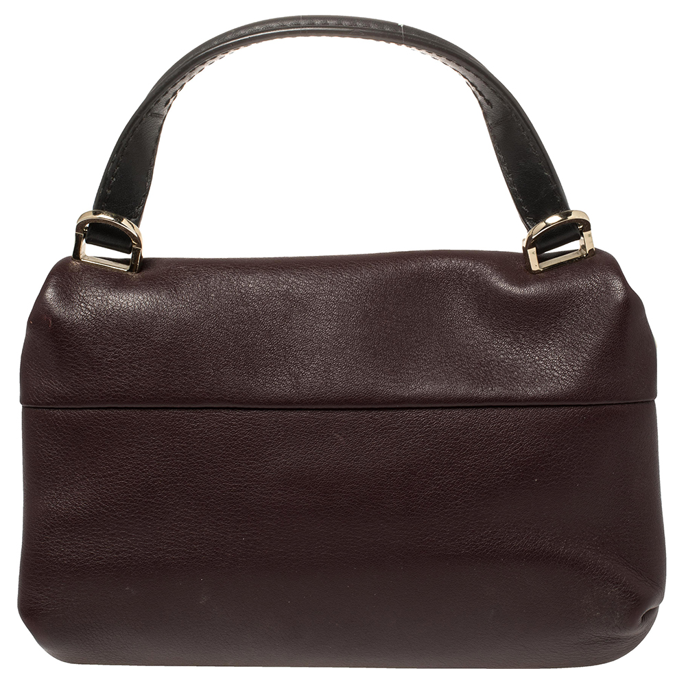Carolina Herrera Bicolor Leather Top Handle Bag