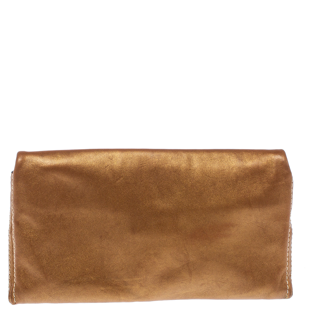 Carolina Herrera Brown Leather Chain Shoulder Bag
