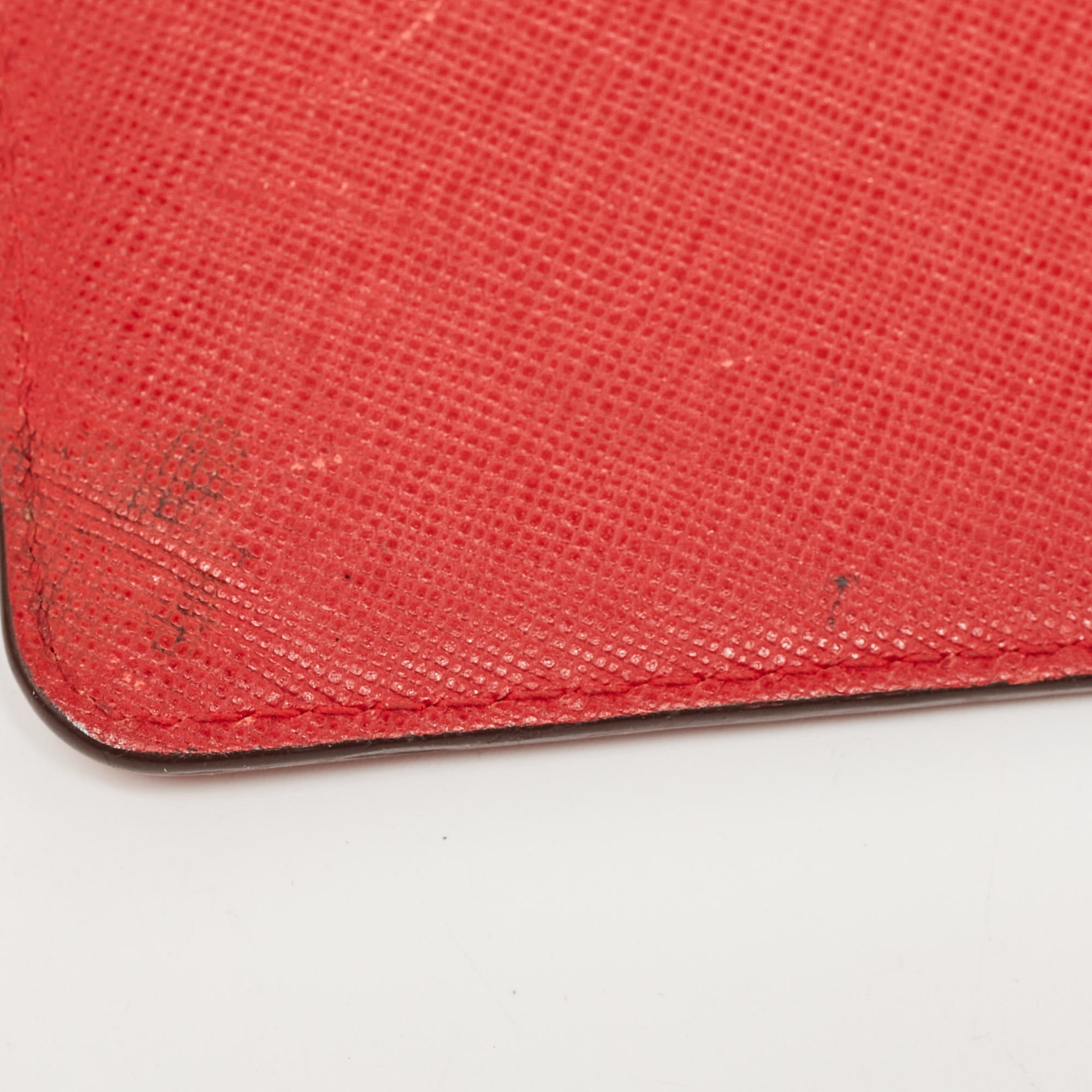 Carolina Herrera Red Leather Logo Trifold Wallet