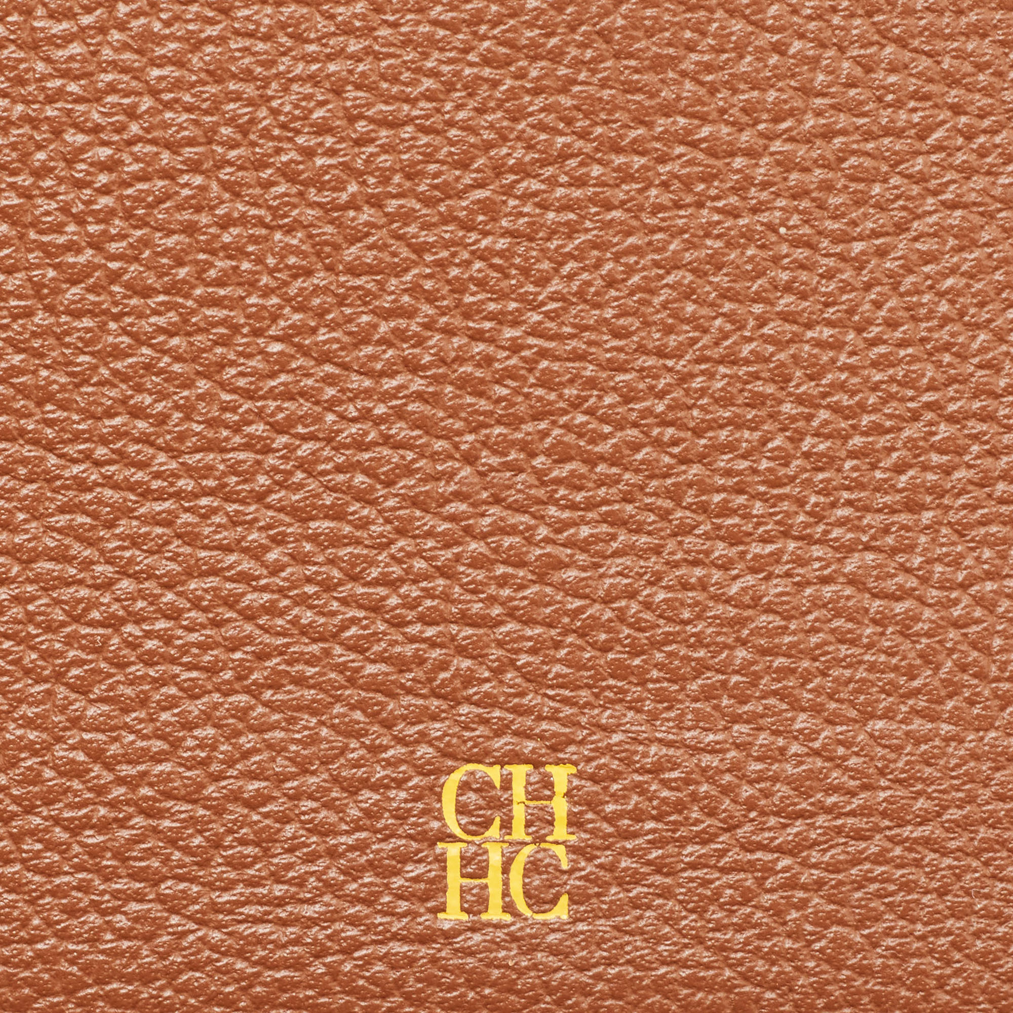 Carolina Herrera Brown Leather Logo Print Continental Wallet