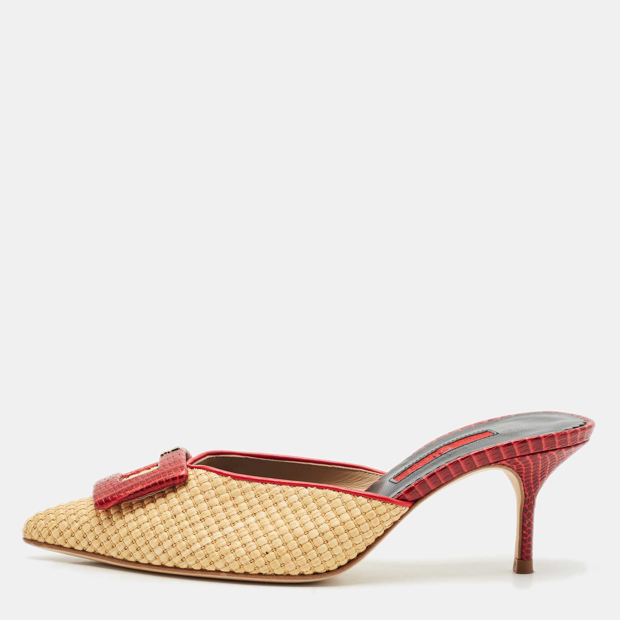 Carolina Herrera Red/Cream Lizard Embossed Leather and Raffia Heel Mules Size
Carolina Herrera Red/Cream Lizard Embossed Leather and Raffia Heel Mules Size