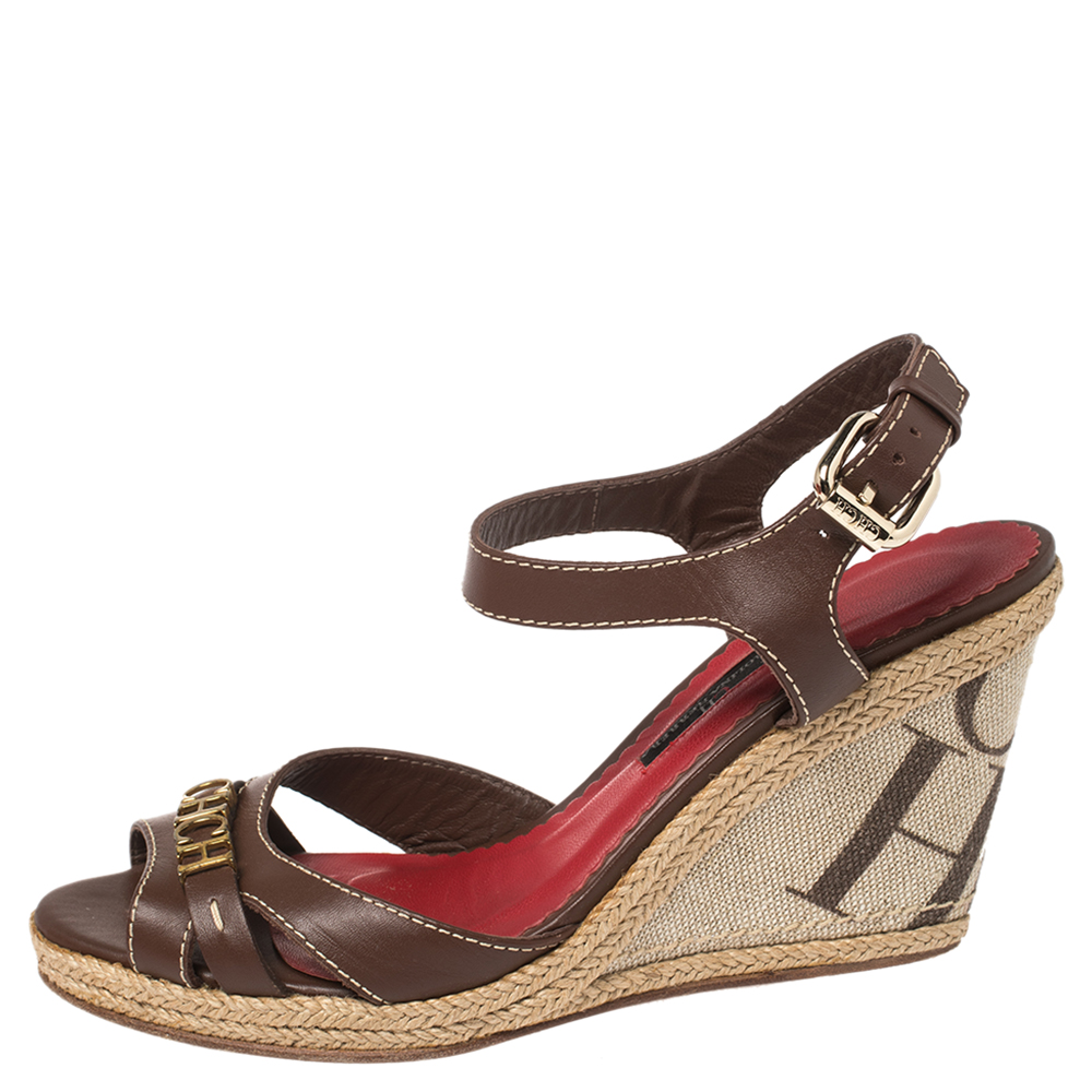 Carolina Herrera Brown Leather and Canvas Espadrille Wedge Ankle Strap Sandals Size
Carolina Herrera Brown Leather and Canvas Espadrille Wedge Ankle Strap Sandals Size