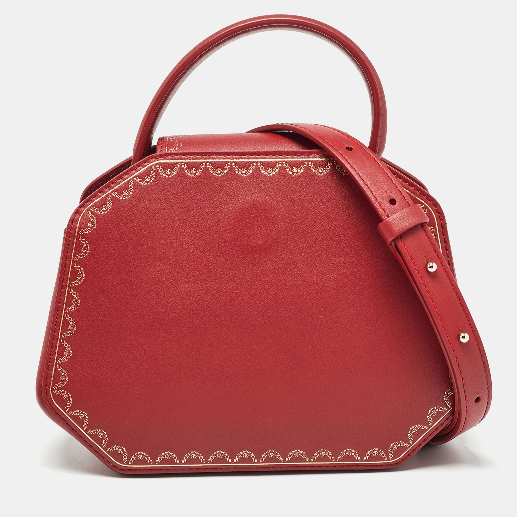 Cartier red leather mini guirlande de cartier top handle bag