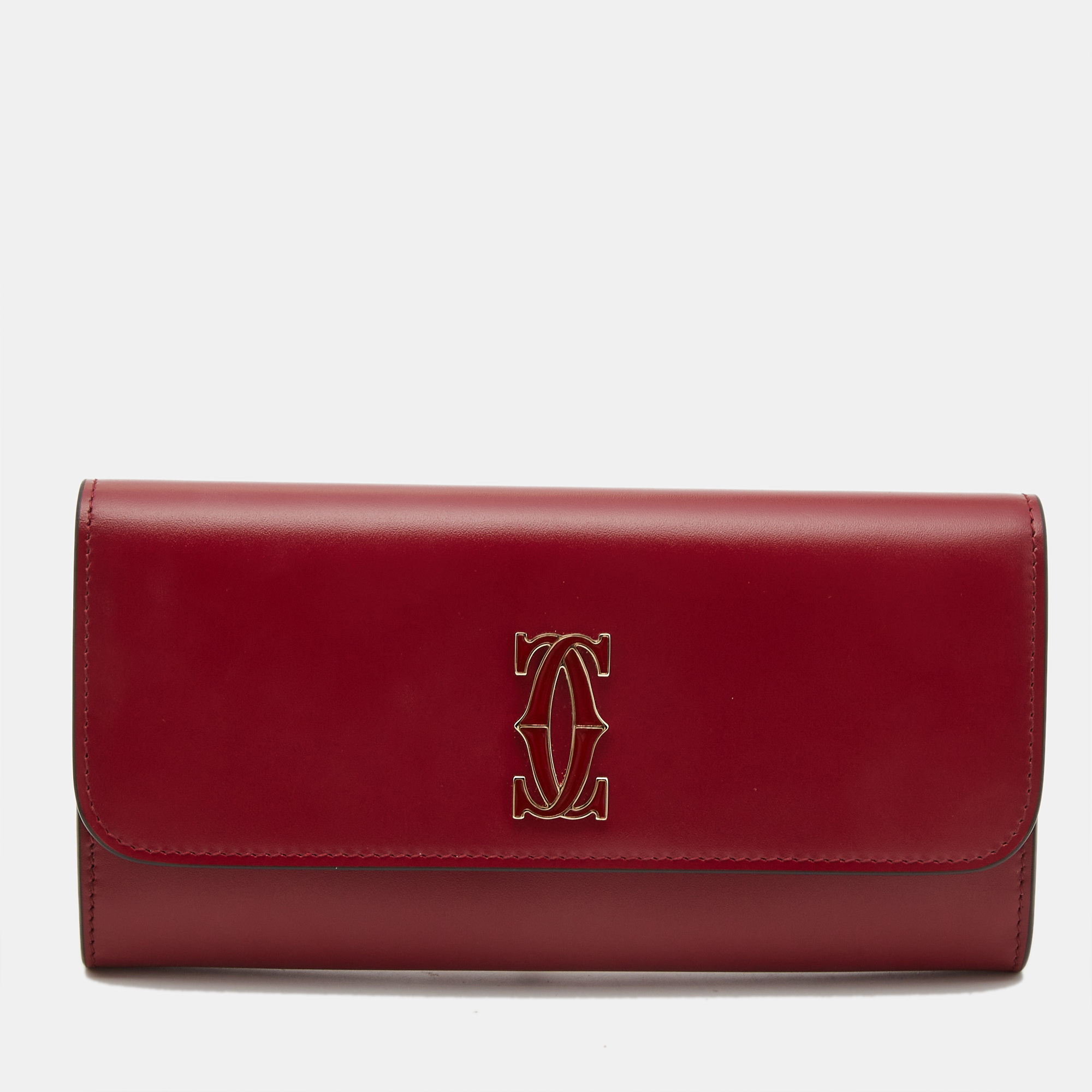 Cartier red leather c de cartier continental wallet
