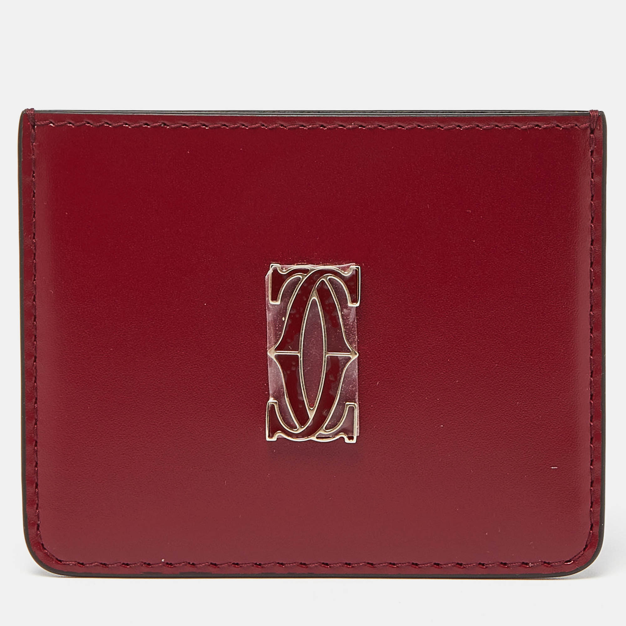 Cartier red leather double c de cartier card holder