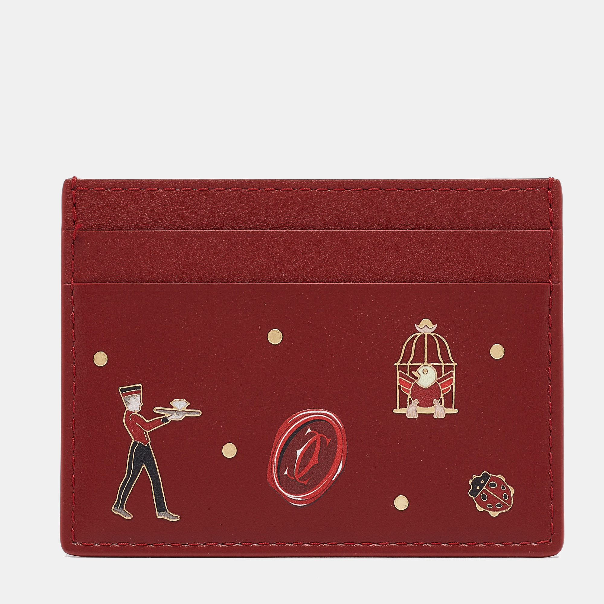 Cartier red leather diabolo de cartier card holder