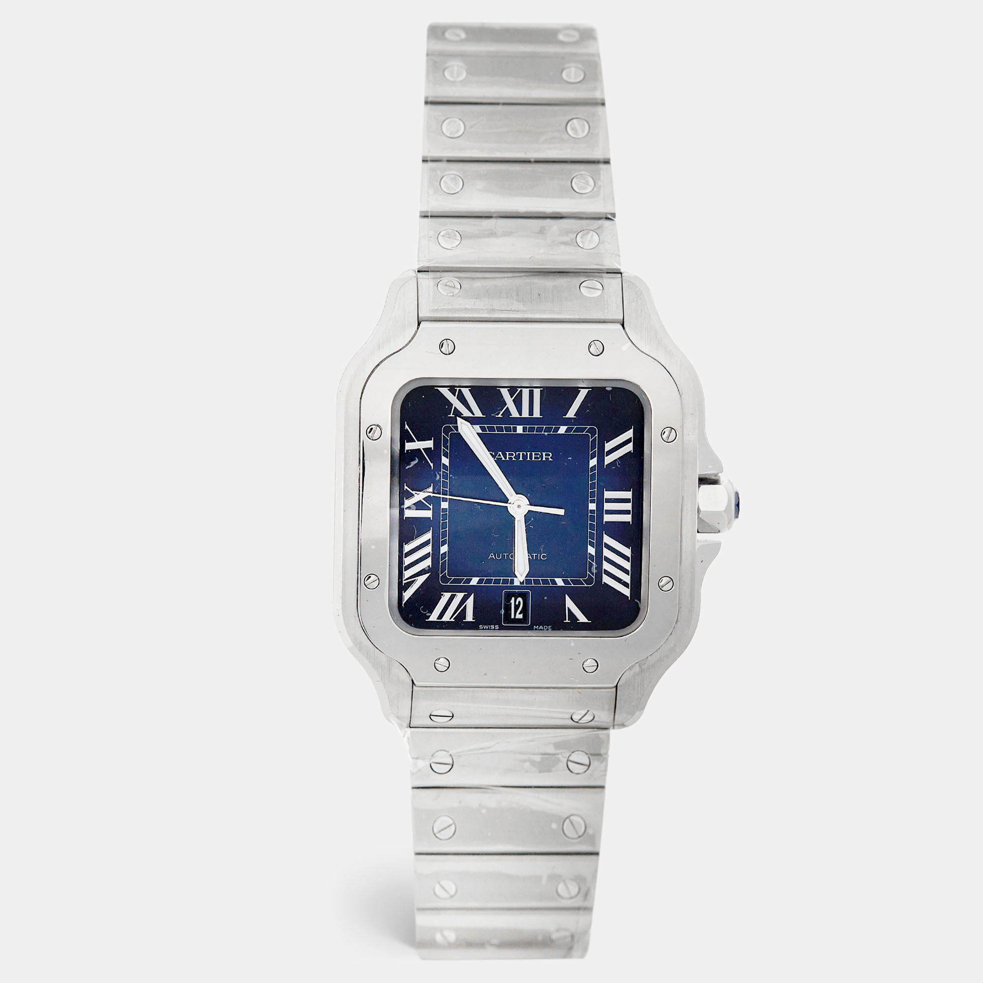 Cartier santos de cartier stainless steel automatic large model blue dial wssa0030 men's watch 39.8 mm