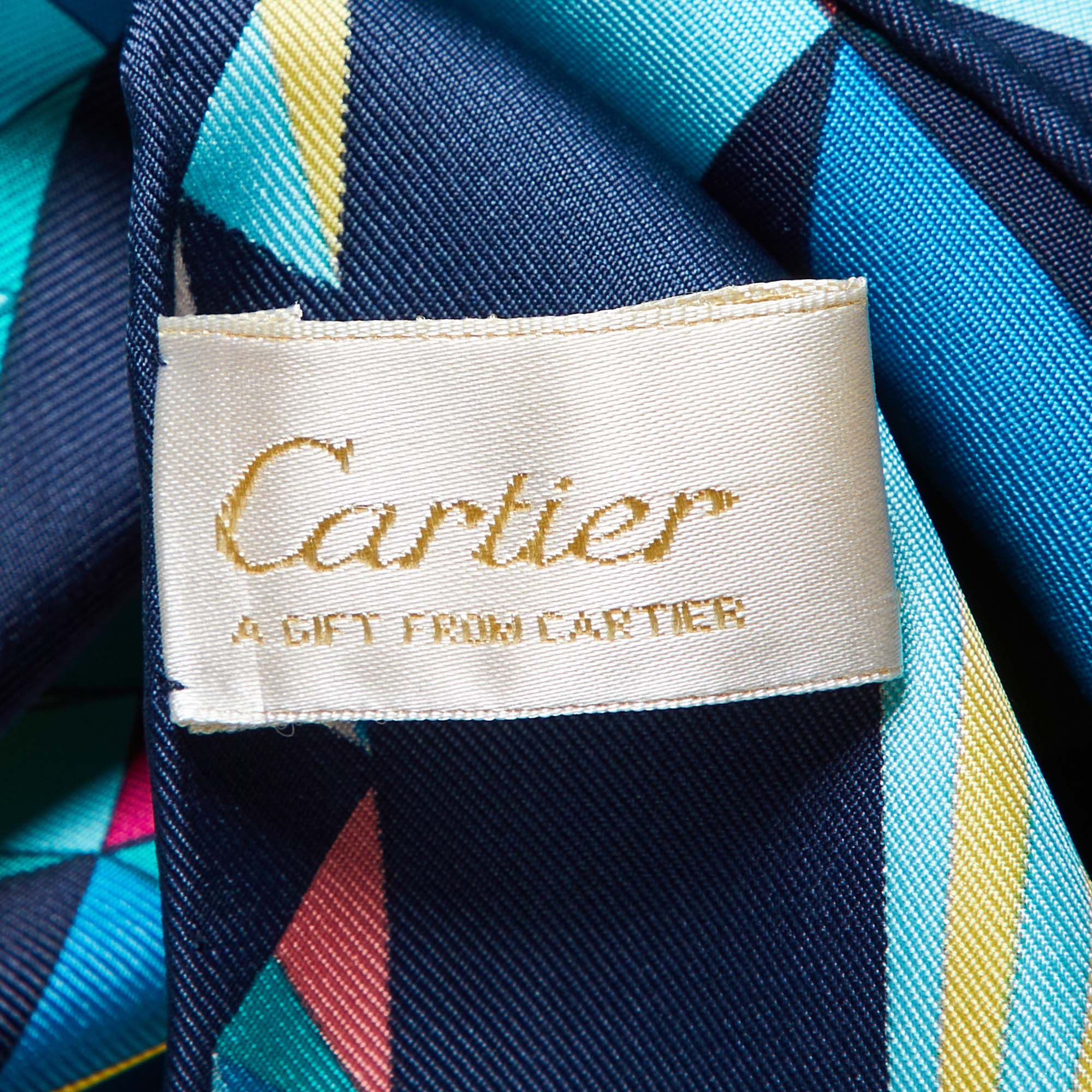 Cartier Multicolor Geometric Print Silk Square Scarf