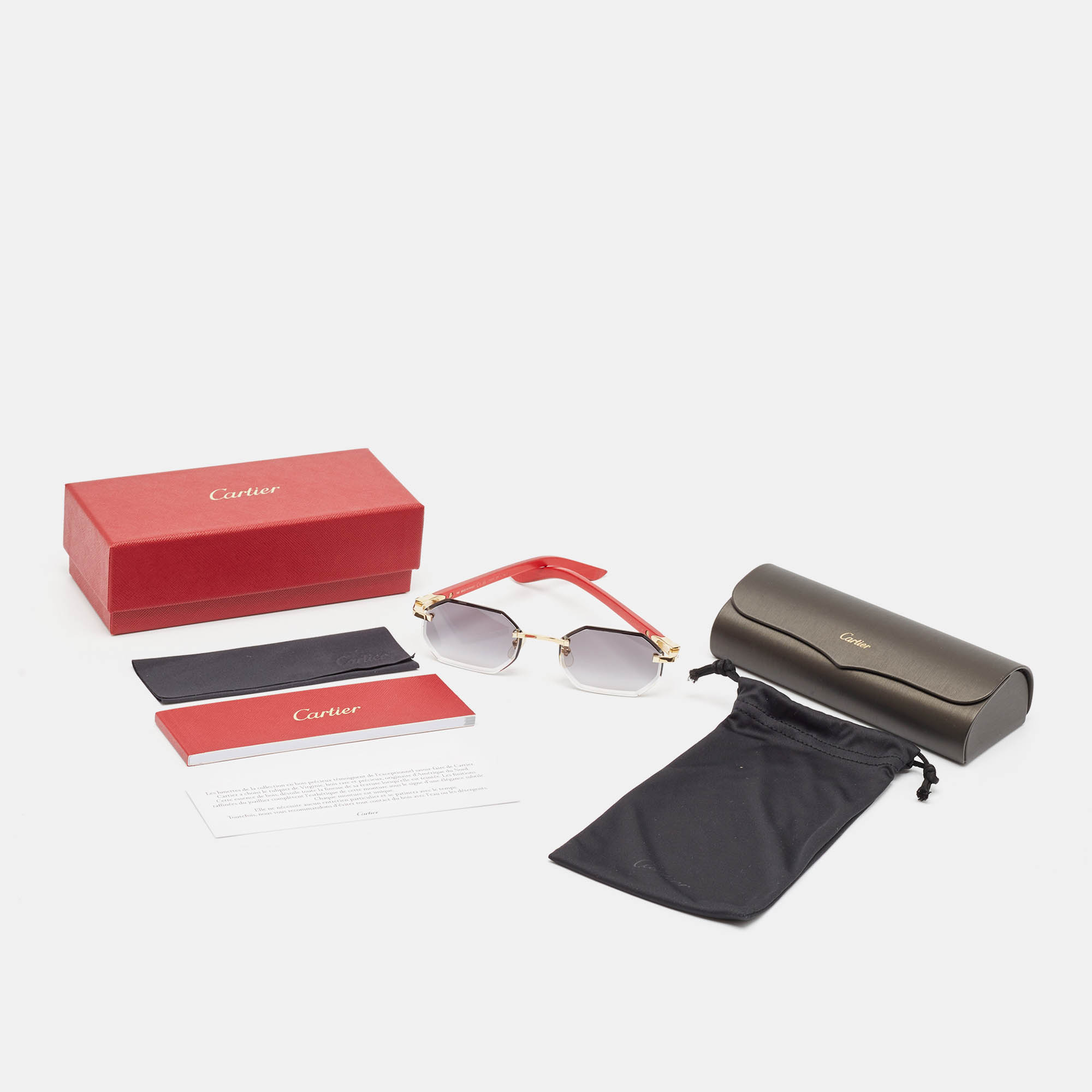 Cartier Red/Black Gradient CT04395S Elongated C De Cartier Oval Sunglasses